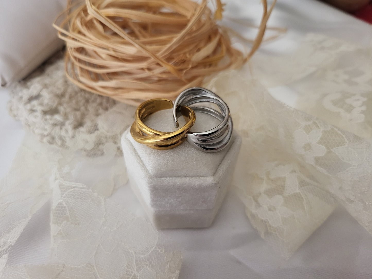 Silver-Gold Adjustable Band Ring , Waterproof , High Quality, Birthday Gift.