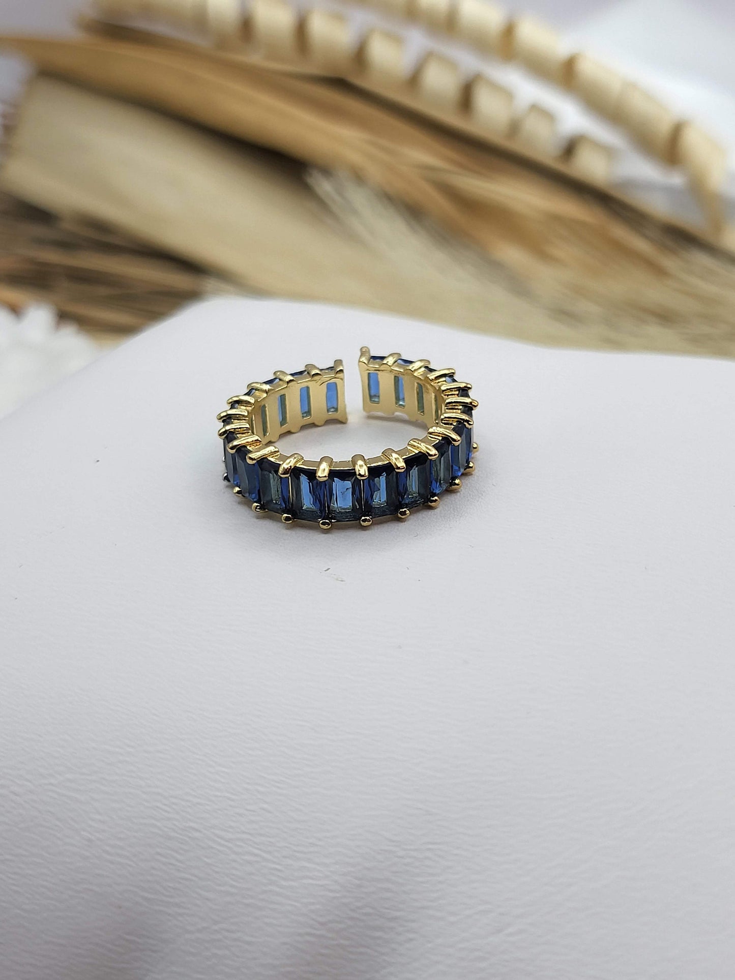 Adjustable Colorful CZ Band Ring , Waterproof , High Quality, Birthday Gift.