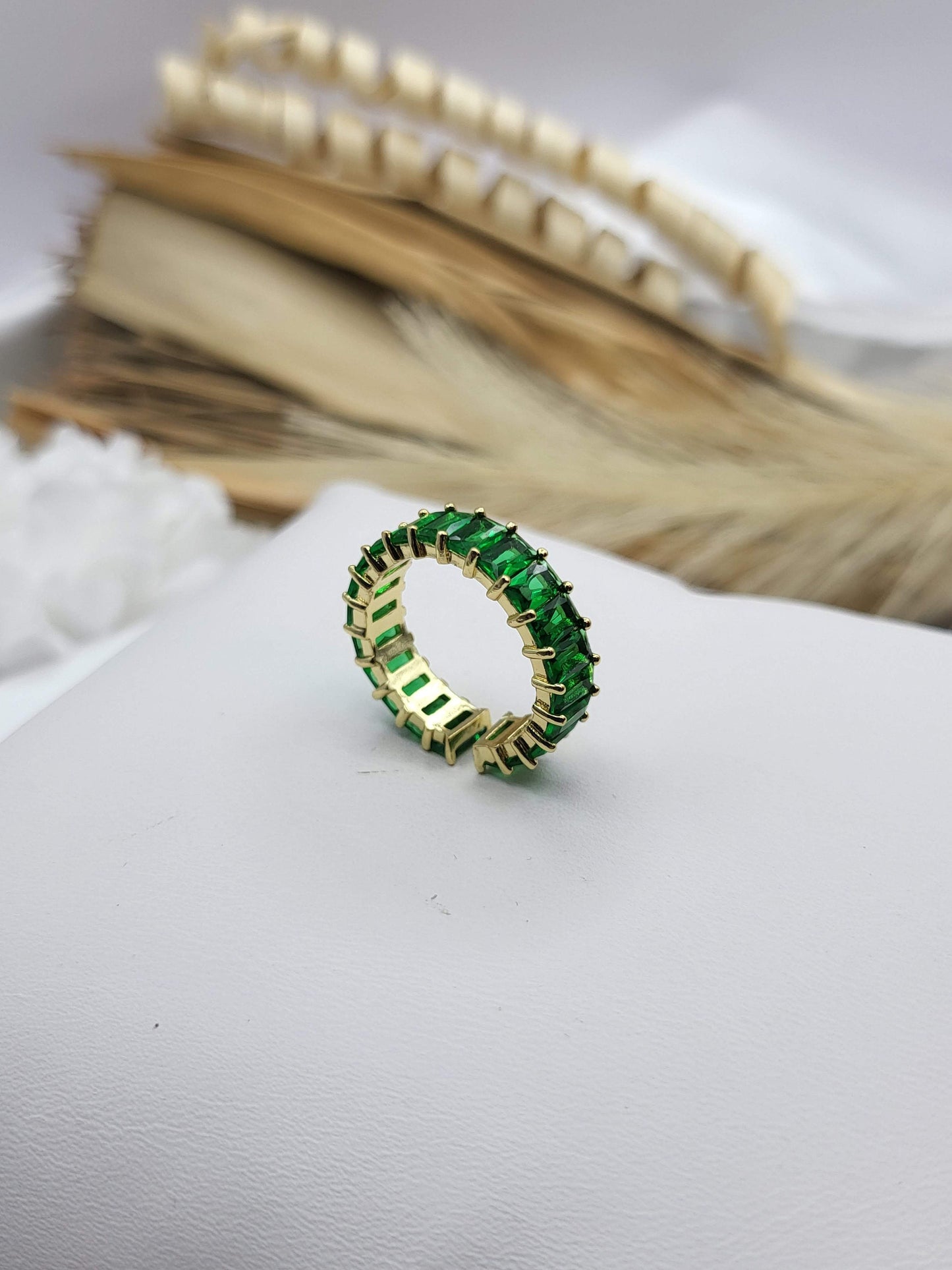 Adjustable Colorful CZ Band Ring , Waterproof , High Quality, Birthday Gift.