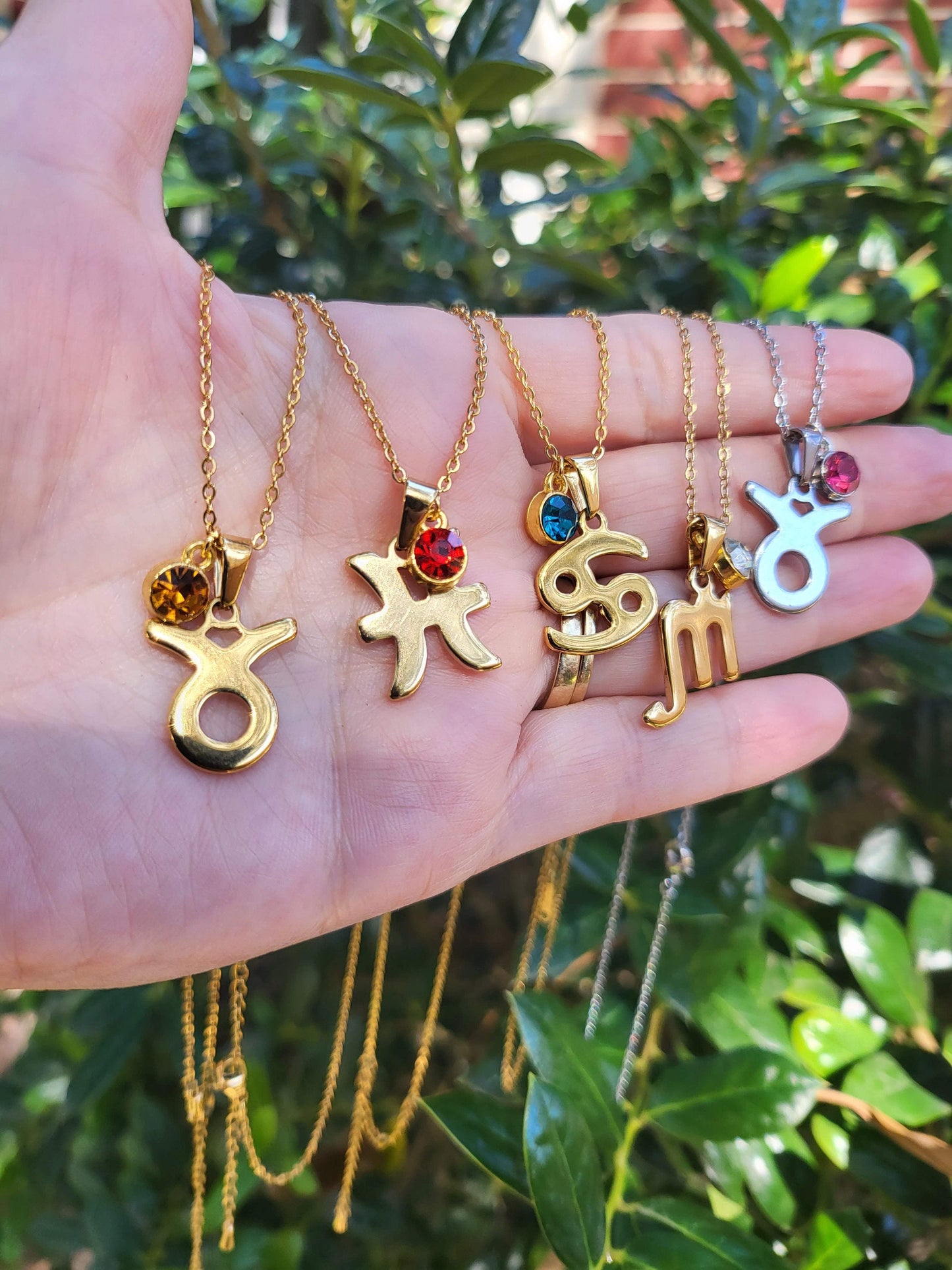 Gold Zodiac Sign Pendant Necklace , Custom Zodiac Gemini Silver Necklace , Gifts for Her.