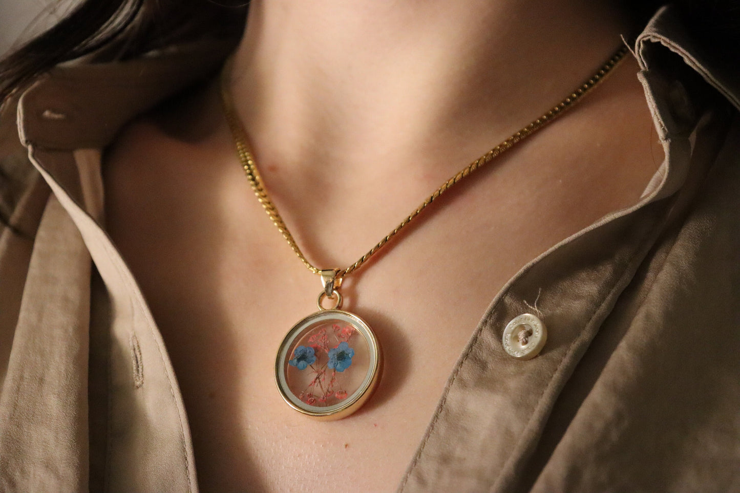 Real Dried Flower Necklace, Birthday Gift.