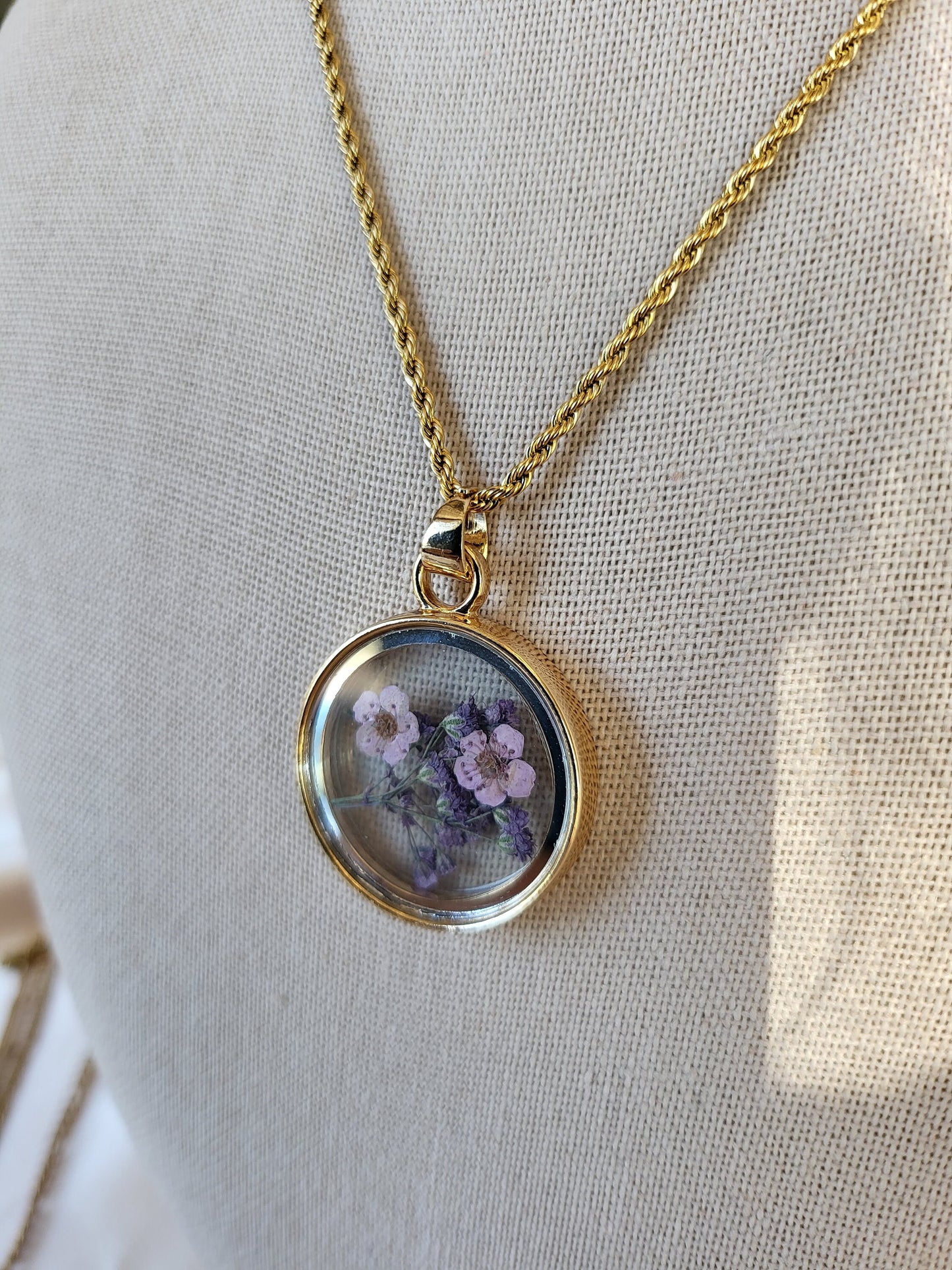 Real Dried Flower Necklace, Birthday Gift.