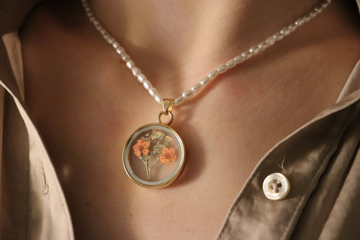 Real Dried Flower Necklace, Birthday Gift.