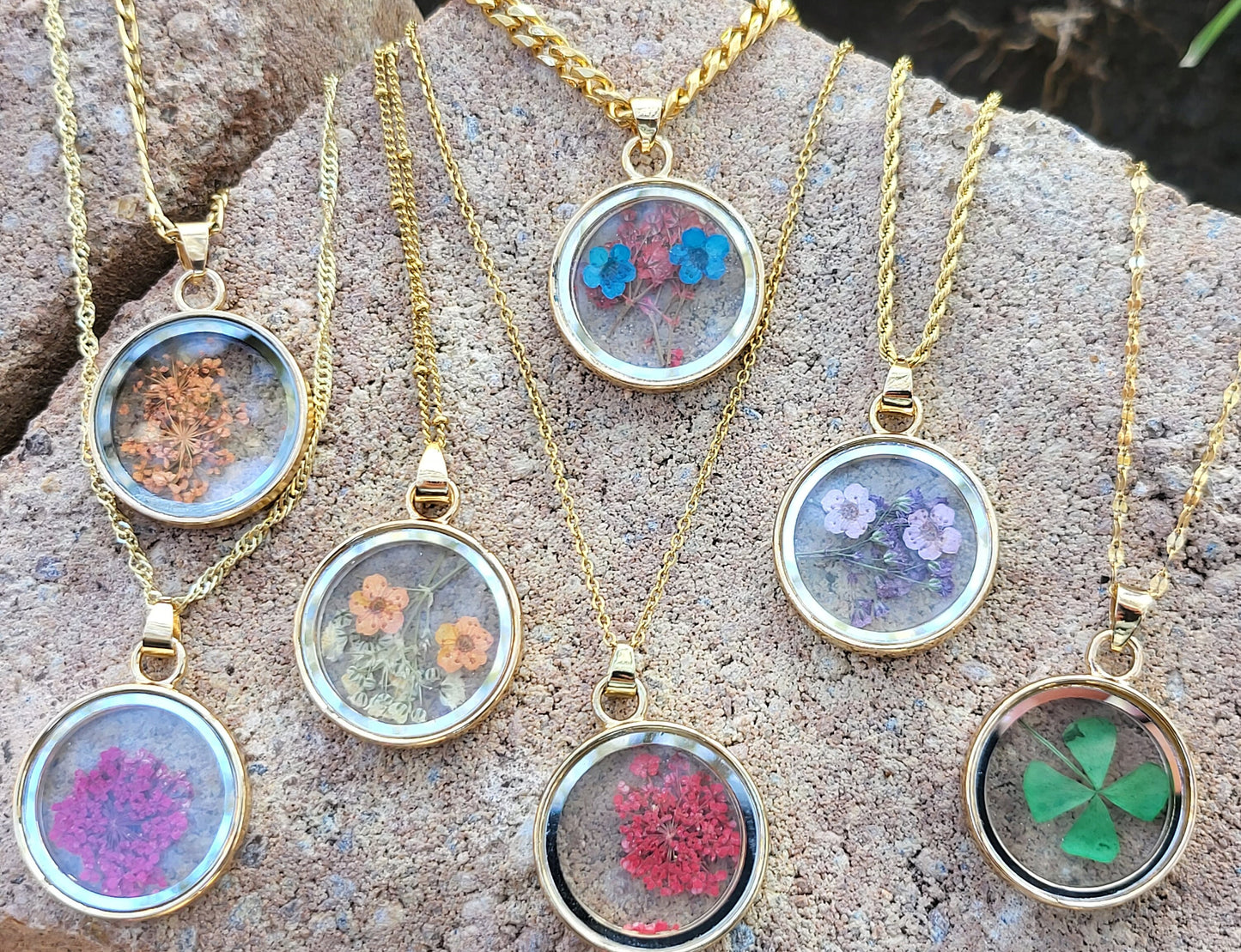 Real Dried Flower Necklace, Birthday Gift.