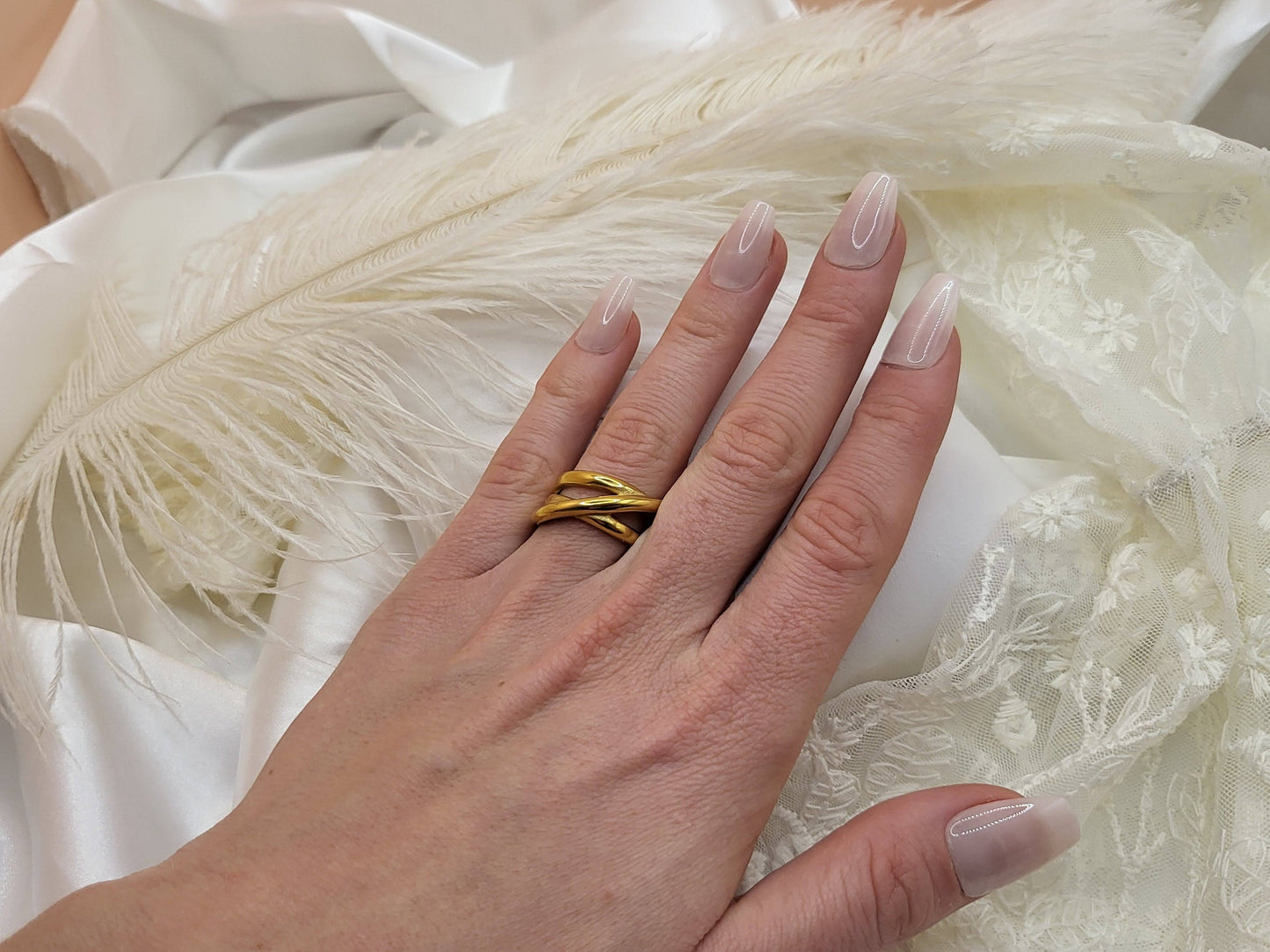 Silver-Gold Adjustable Band Ring , Waterproof , High Quality, Birthday Gift.