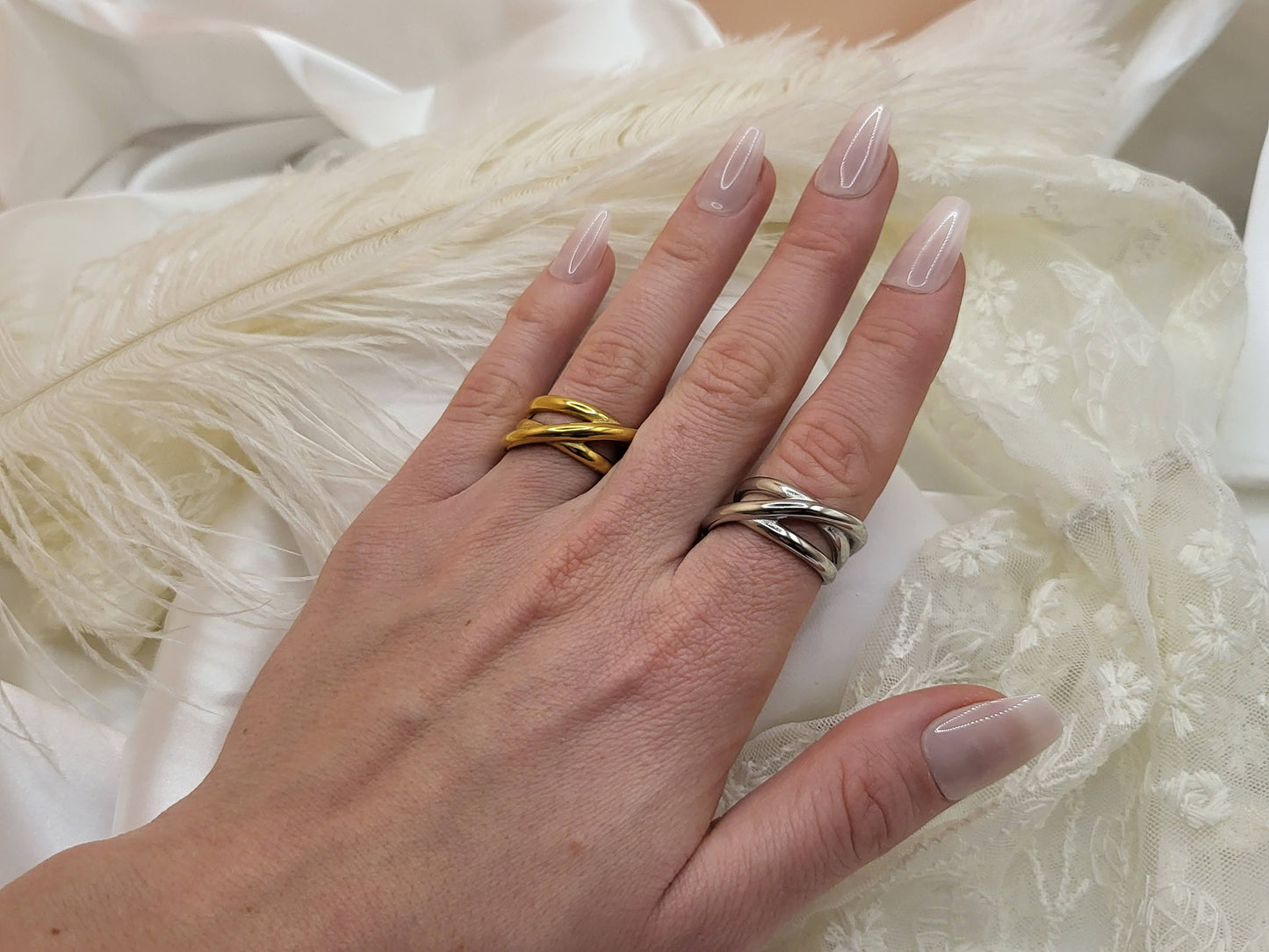 Silver-Gold Adjustable Band Ring , Waterproof , High Quality, Birthday Gift.