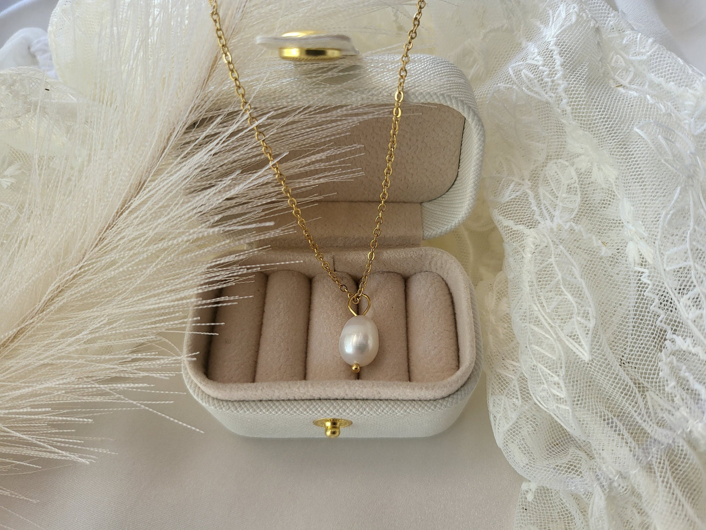 Gold Filled Pearl Hoop Earrings , Waterproof ,Gift For Her, High Quality.