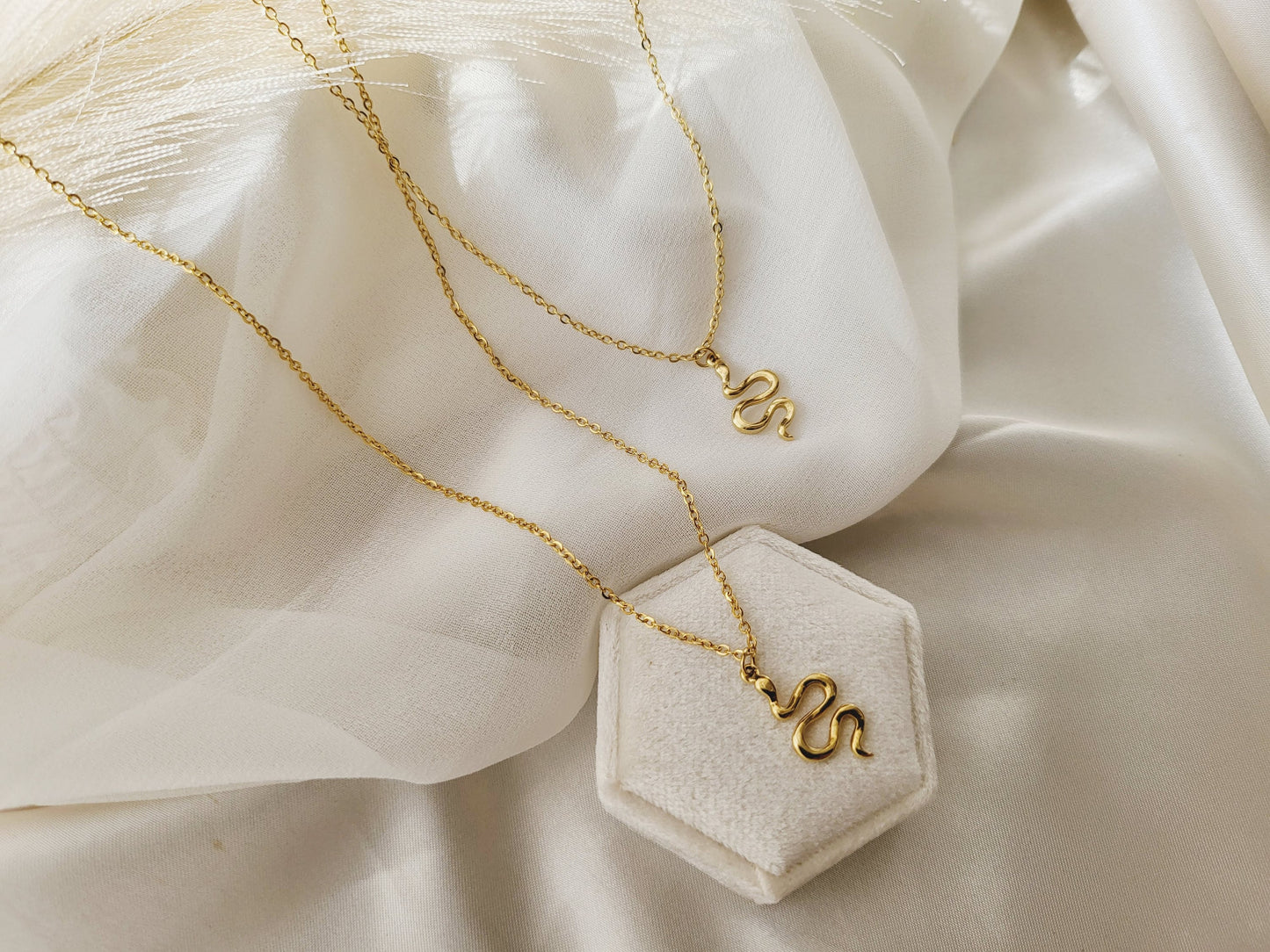 18K Gold FILLED Snake Necklace, Serpent Pendant, Tarnish resistant, Reptile, Christmas Gift.