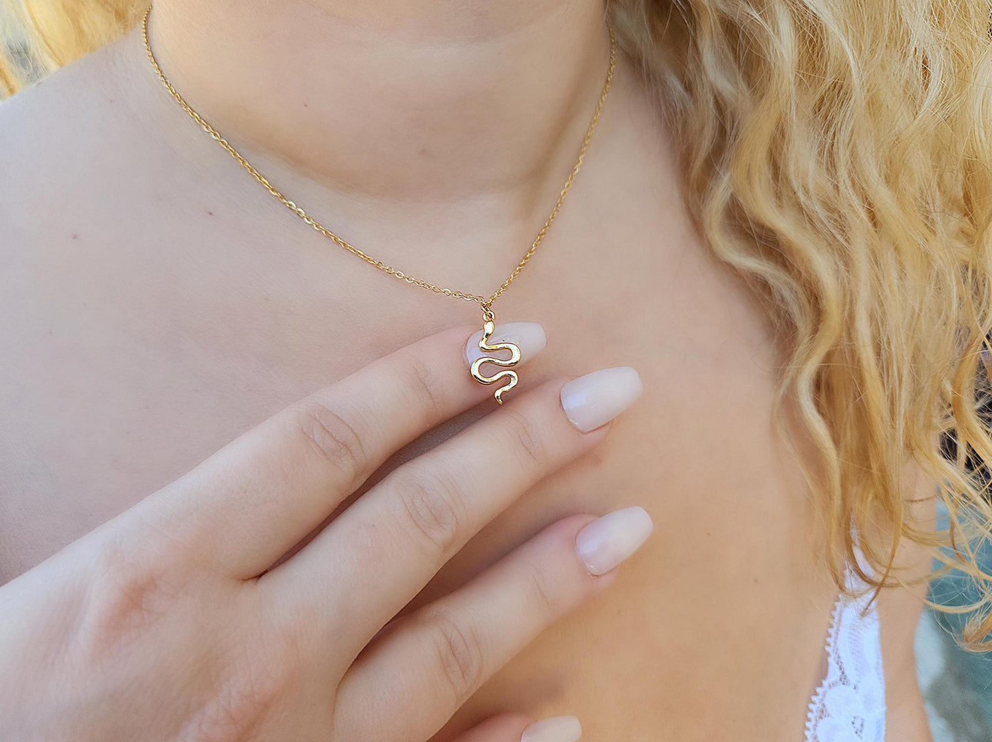 18K Gold FILLED Snake Necklace, Serpent Pendant, Tarnish resistant, Reptile, Christmas Gift.