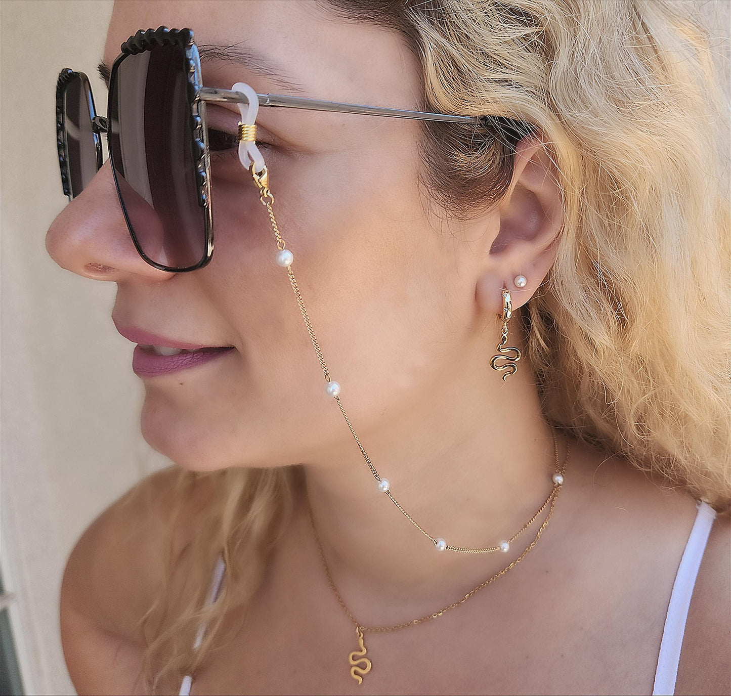 Gold Chain For Eyeglasses Face Mask Chain Rope Twist Chain, Glasses Holder WATERPROOF Her Summer Jewelry.