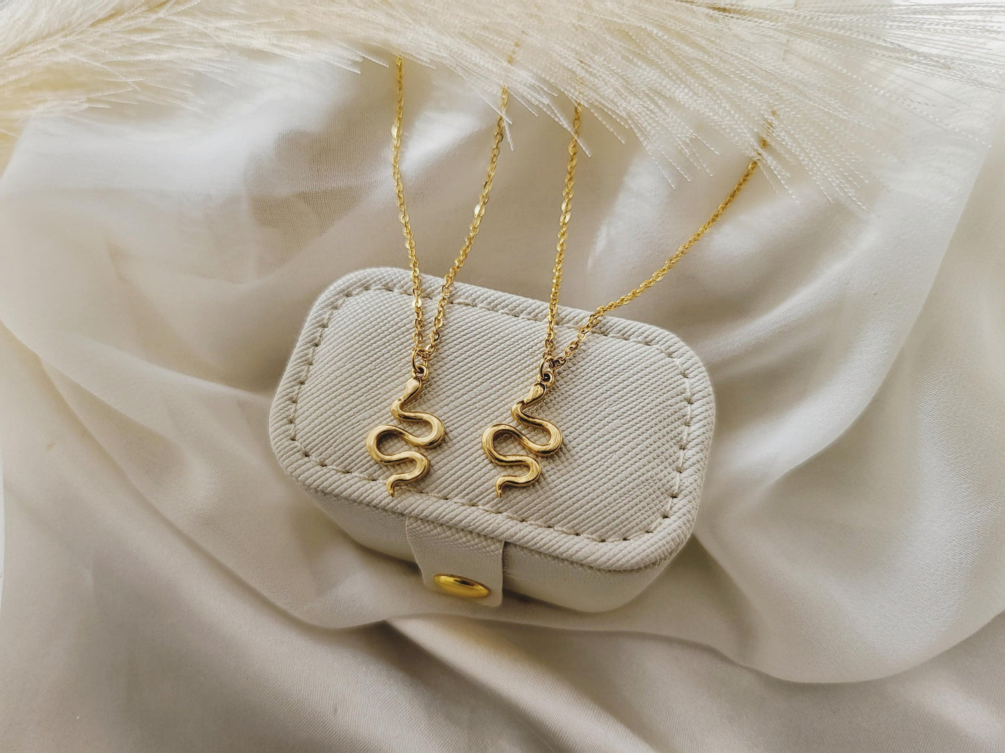 18K Gold FILLED Snake Necklace, Serpent Pendant, Tarnish resistant, Reptile, Christmas Gift.