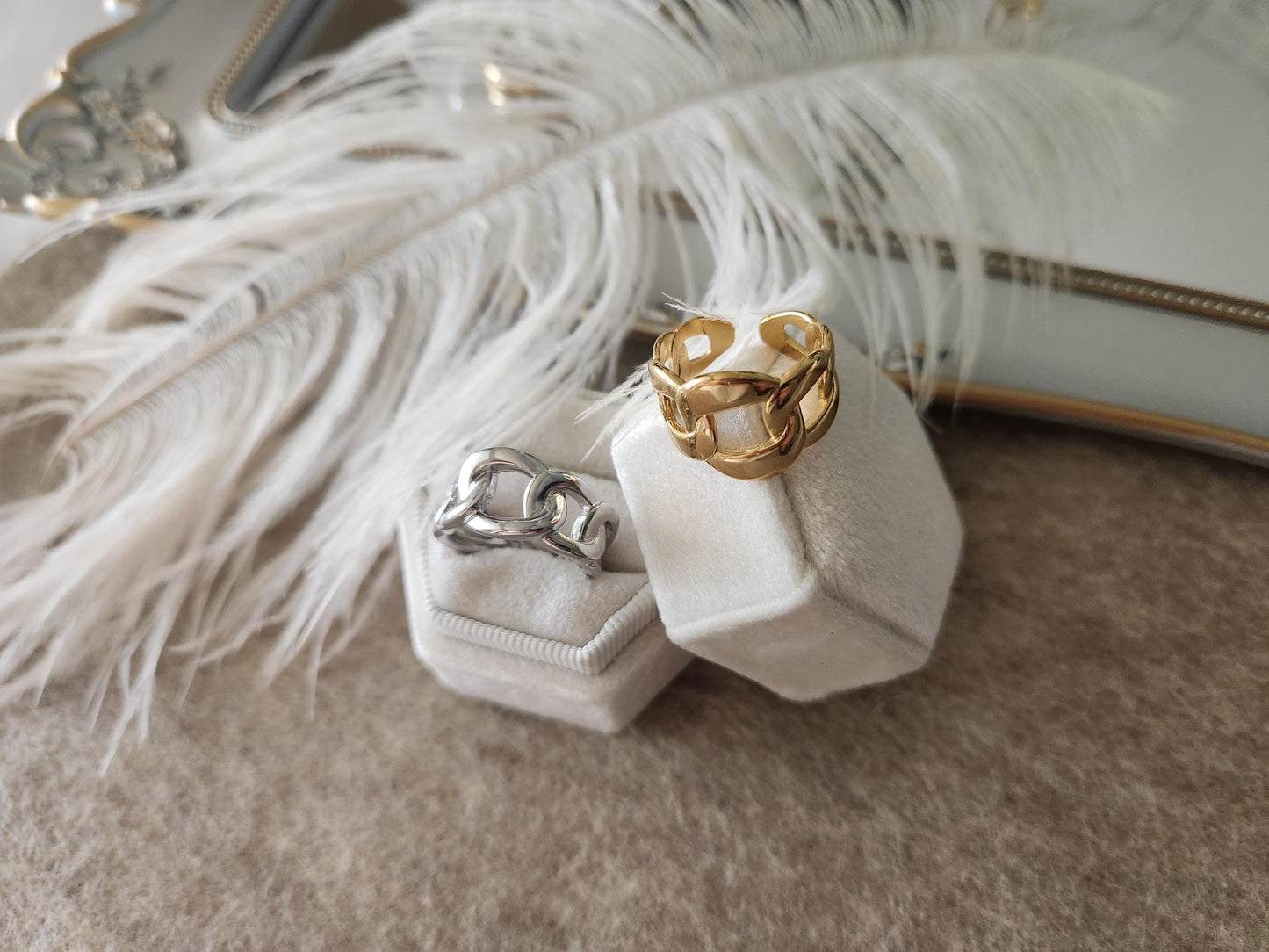 Adjustable Gold Filled-Silver Chain Ring , Waterproof , High Quality, Birthday Gift.