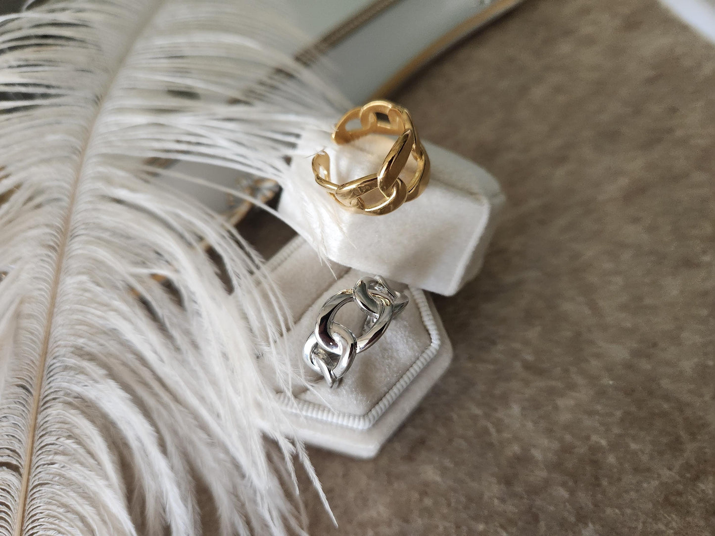 Adjustable Gold Filled-Silver Chain Ring , Waterproof , High Quality, Birthday Gift.