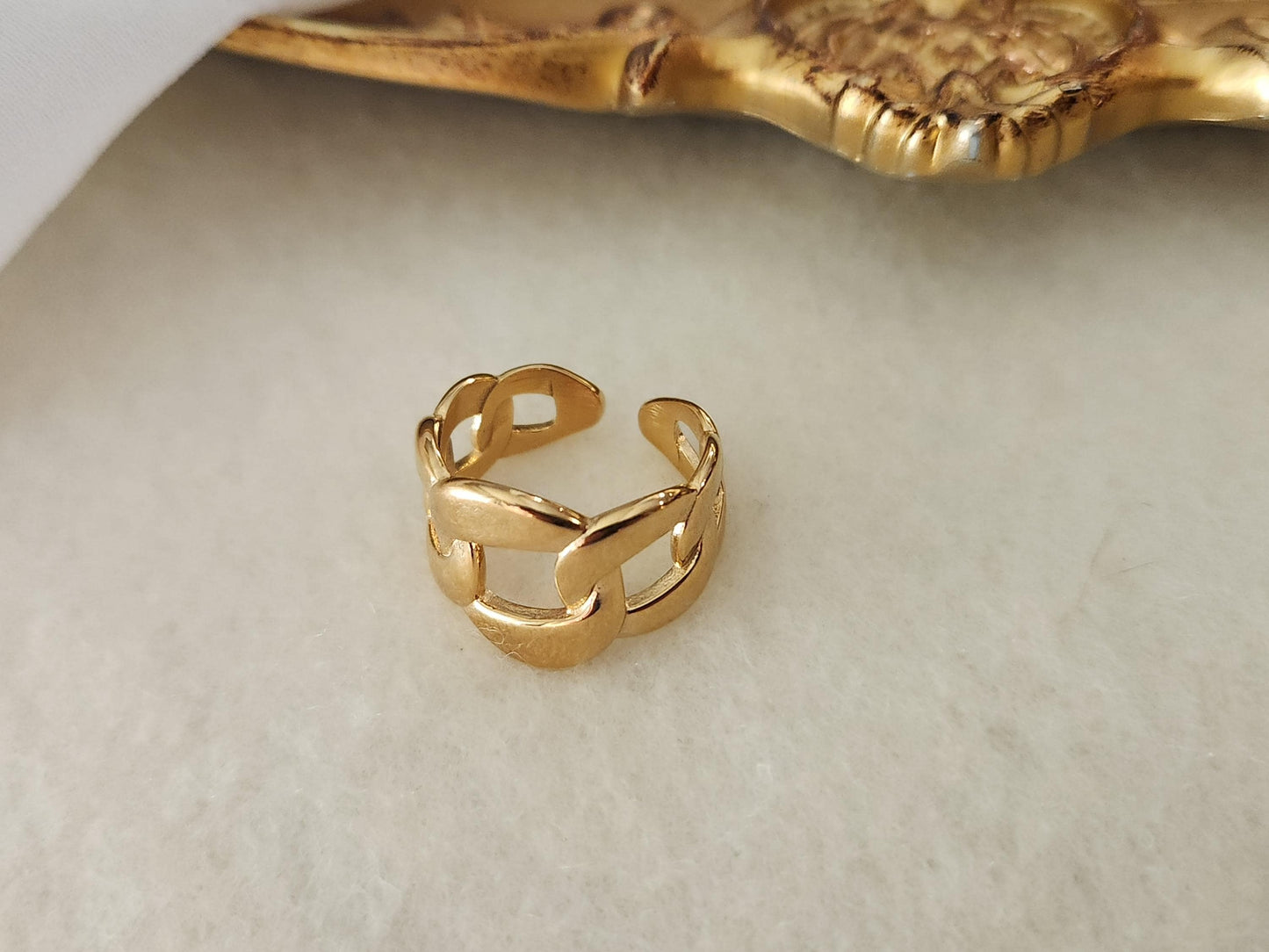 Adjustable Gold Filled-Silver Chain Ring , Waterproof , High Quality, Birthday Gift.