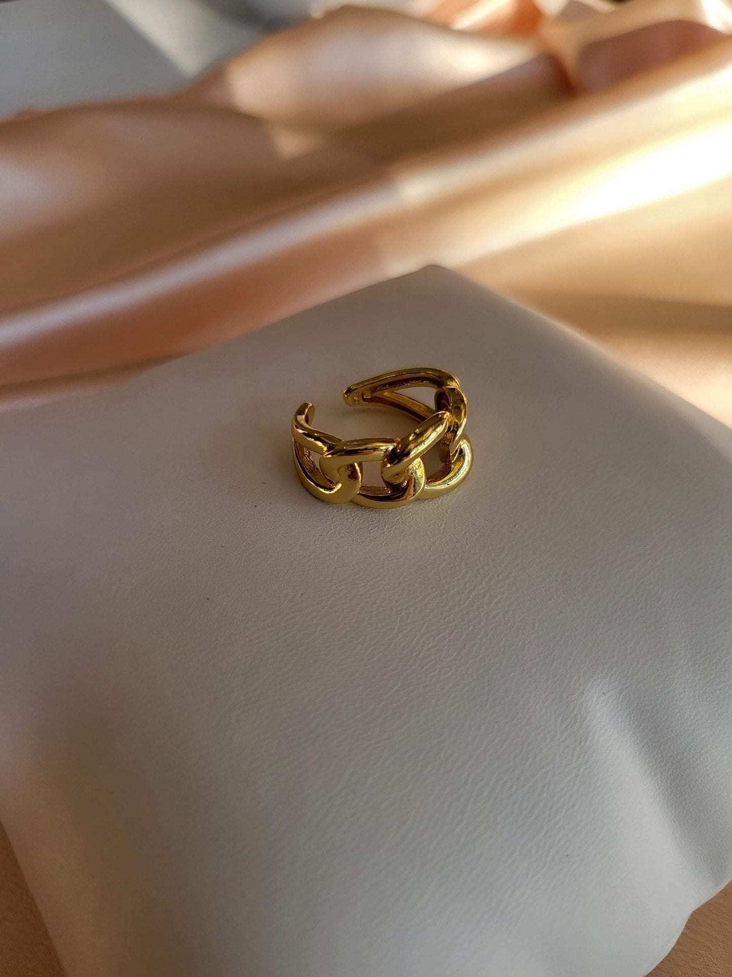 Adjustable Gold Filled-Silver Chain Ring , Waterproof , High Quality, Birthday Gift.