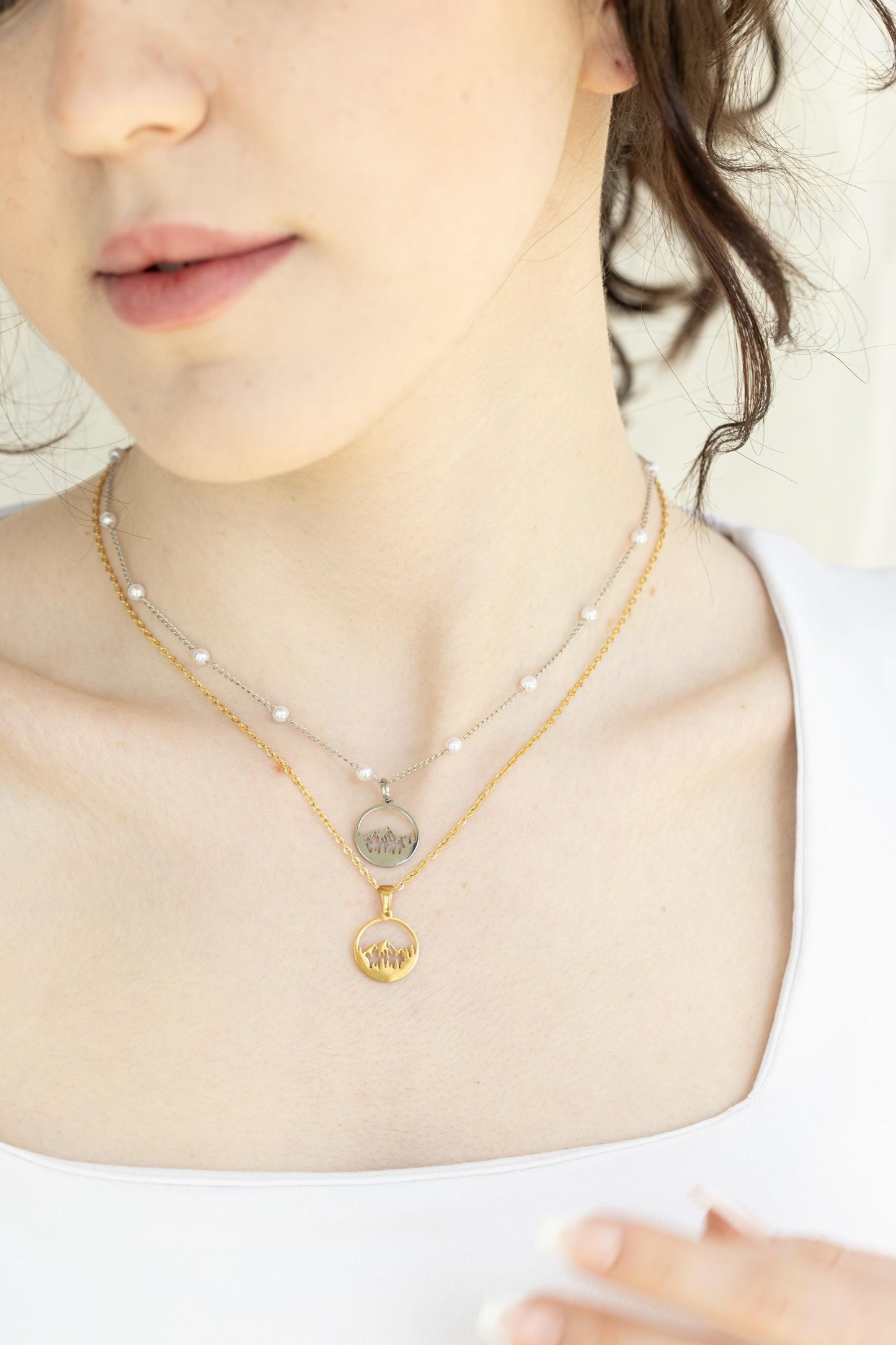 Gold Filled Mountain Necklace, Mountain Earrings, WATERPROOF, Adventure Lovers, Birthday Gift.