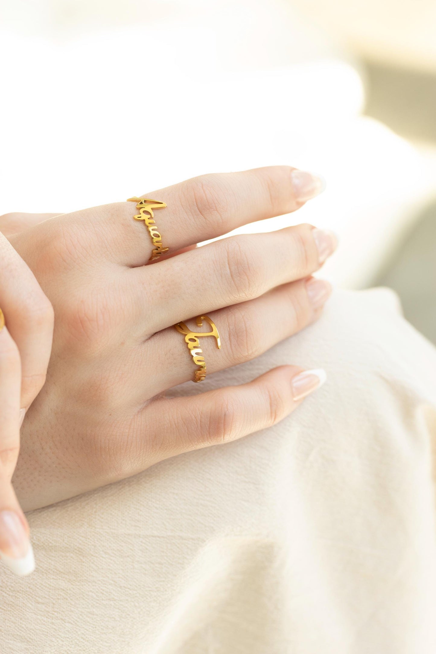 Gold Filled Adjustable Zodiac Name Ring ,Waterproof , High Quality , Birthday Gift.