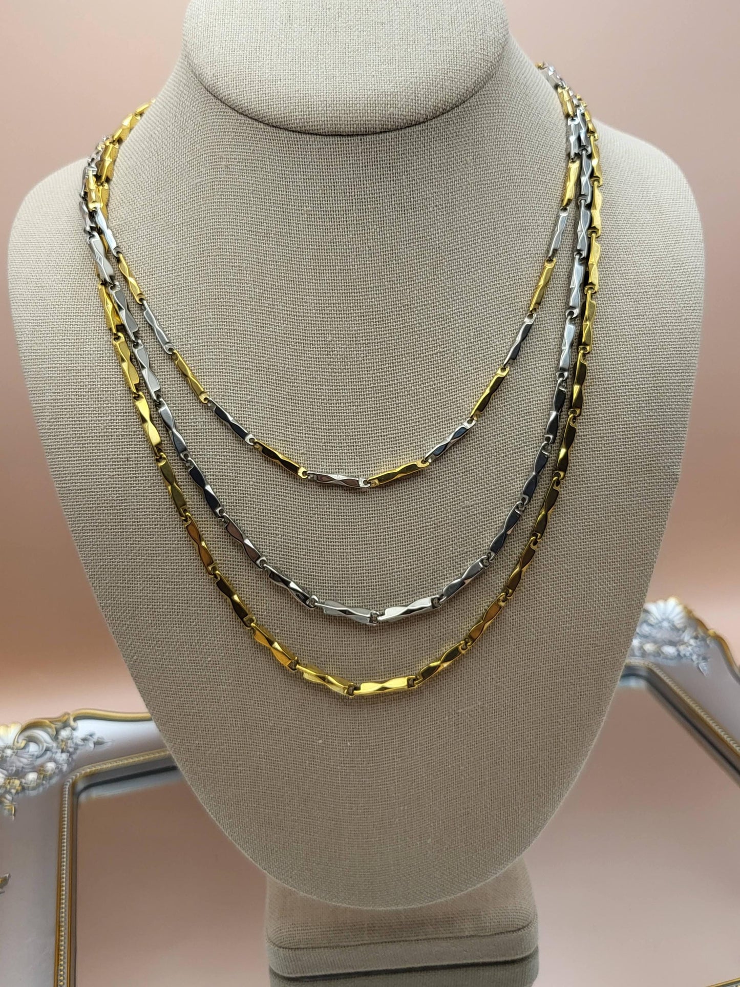 Gold Filled , Silver Link Chain Chunky Non Tarnish Tubular Chain Unisex Chain Necklace, WATERPROOF.