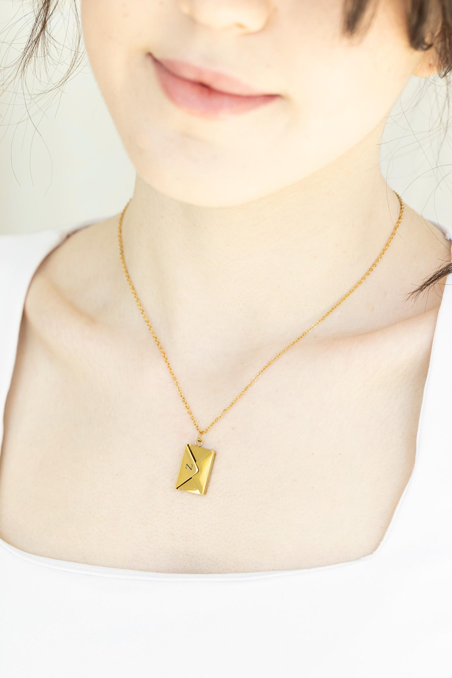 Personalized Envelope Necklace With Message,FREE Engraving Secret Message ,Mail Envelope Couple Necklace ,Mom's gift,Adjustable Chain.