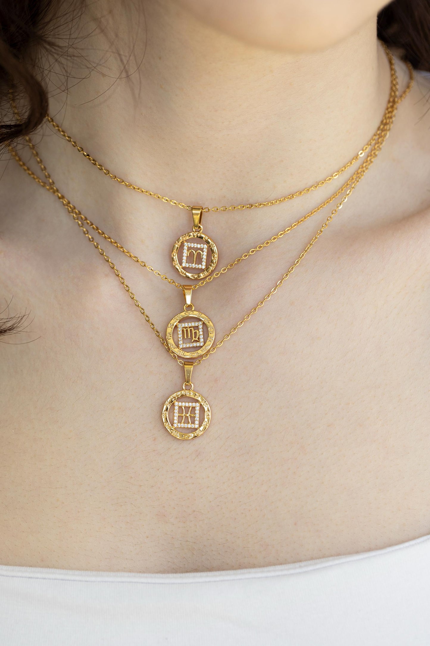 Gold Filled Zodiac Coin Necklace, Add your Birthstone, Leo Necklace, Scorpio Necklace, Astrology Jewelry, Birthday Gift.