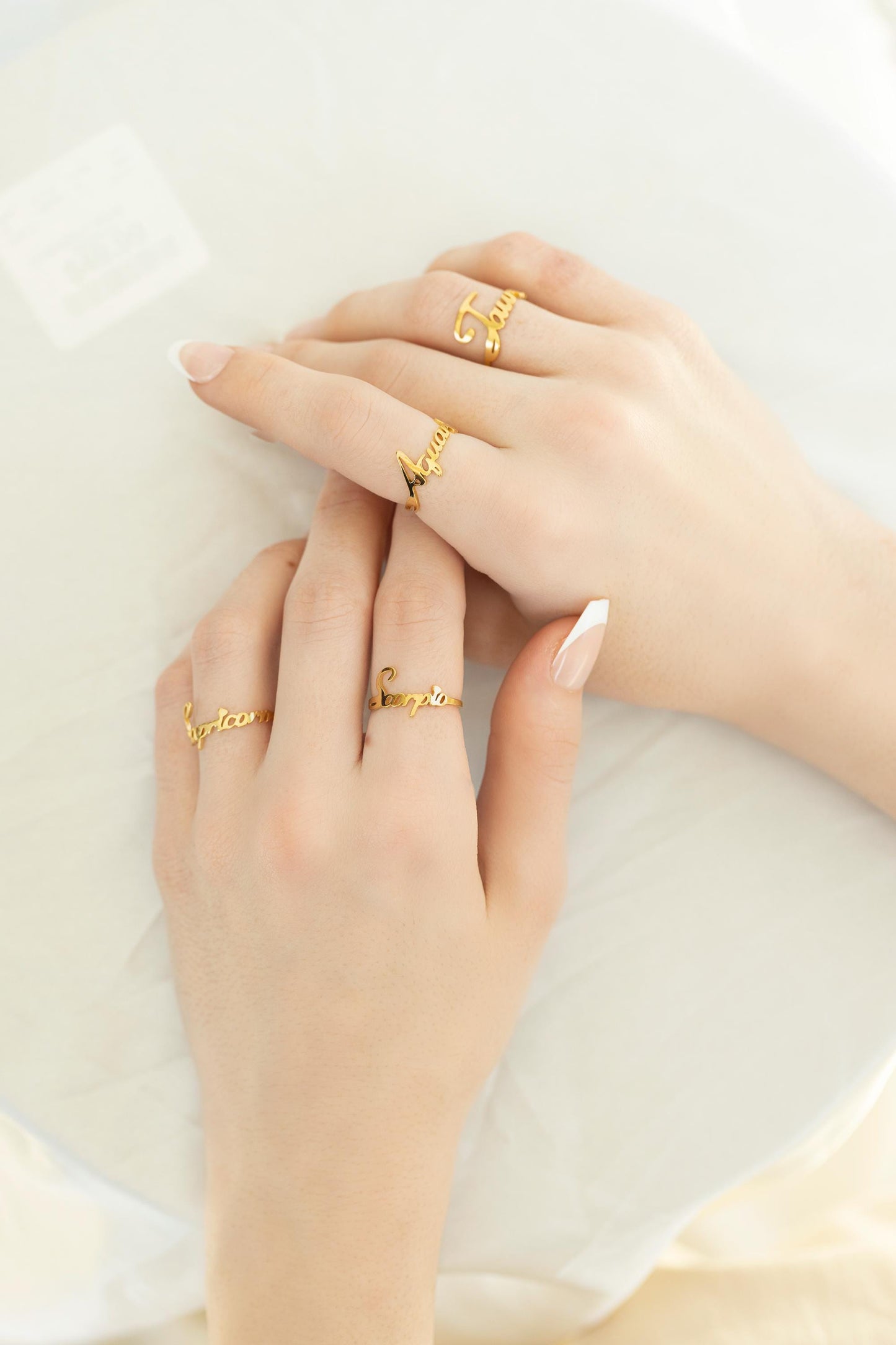 Gold Filled Adjustable Zodiac Name Ring ,Waterproof , High Quality , Birthday Gift.