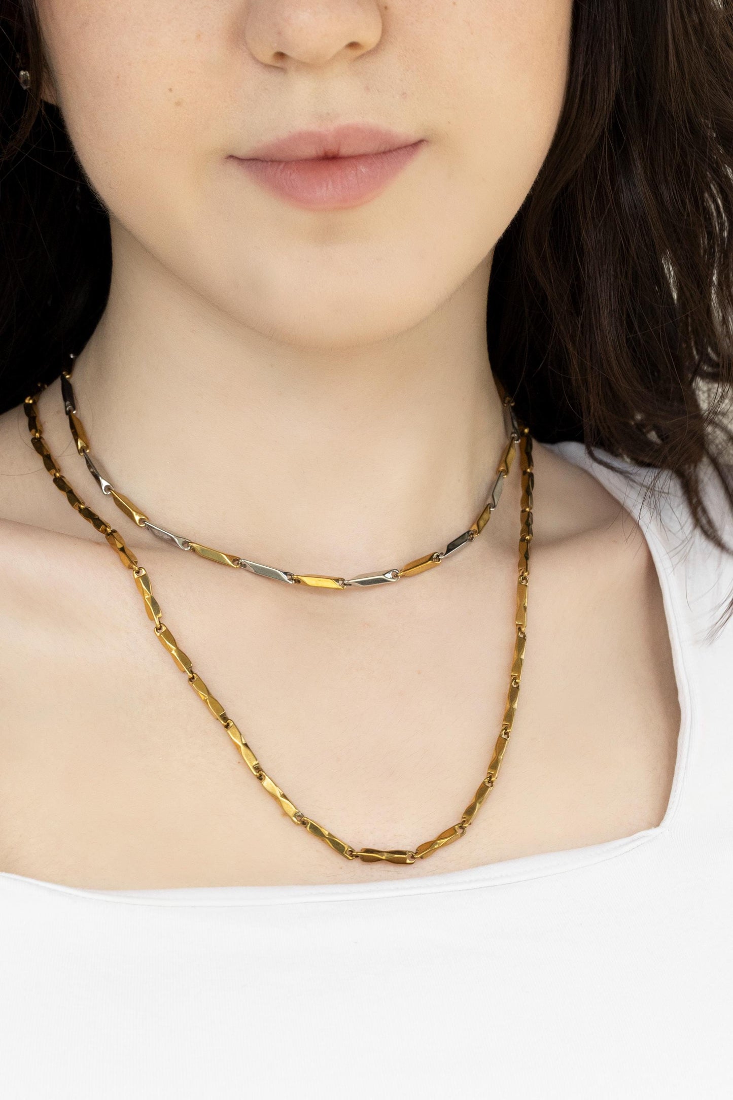 Gold Filled , Silver Link Chain Chunky Non Tarnish Tubular Chain Unisex Chain Necklace, WATERPROOF.