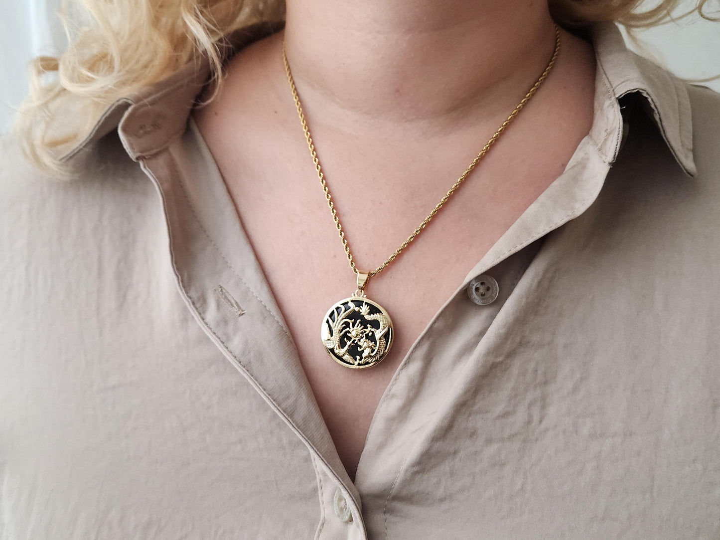 Gold Black Jade Necklace, WATERPROOF Custom Adjustable Chains.