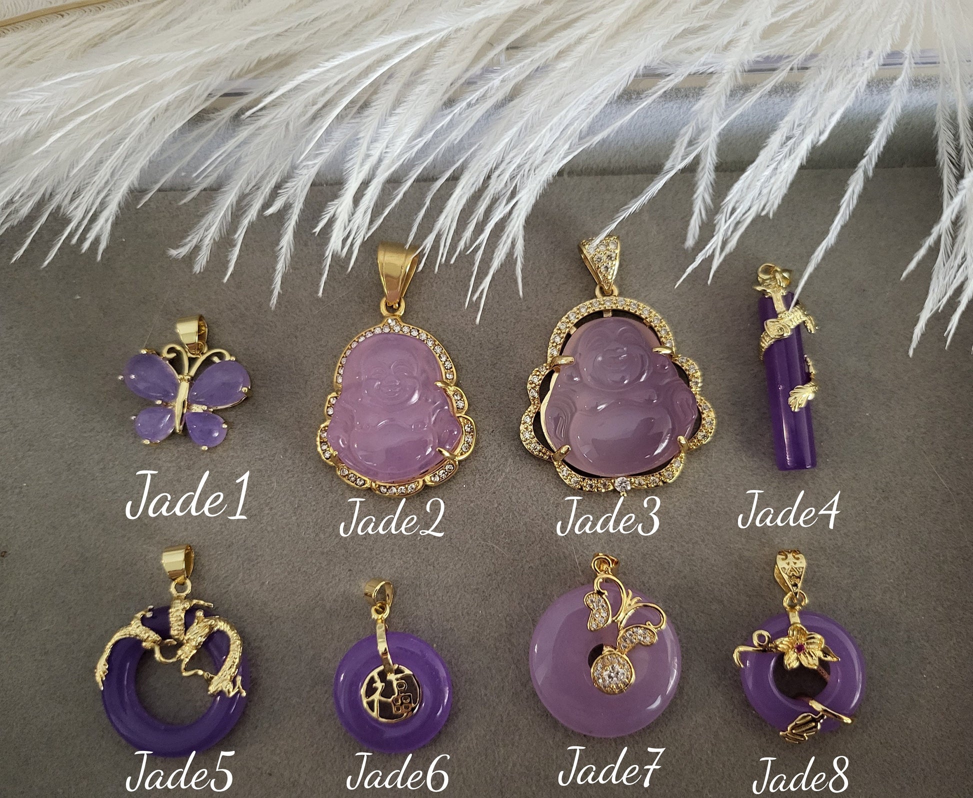 Purple Jade Necklace, WATERPROOF Adjustable Chains.