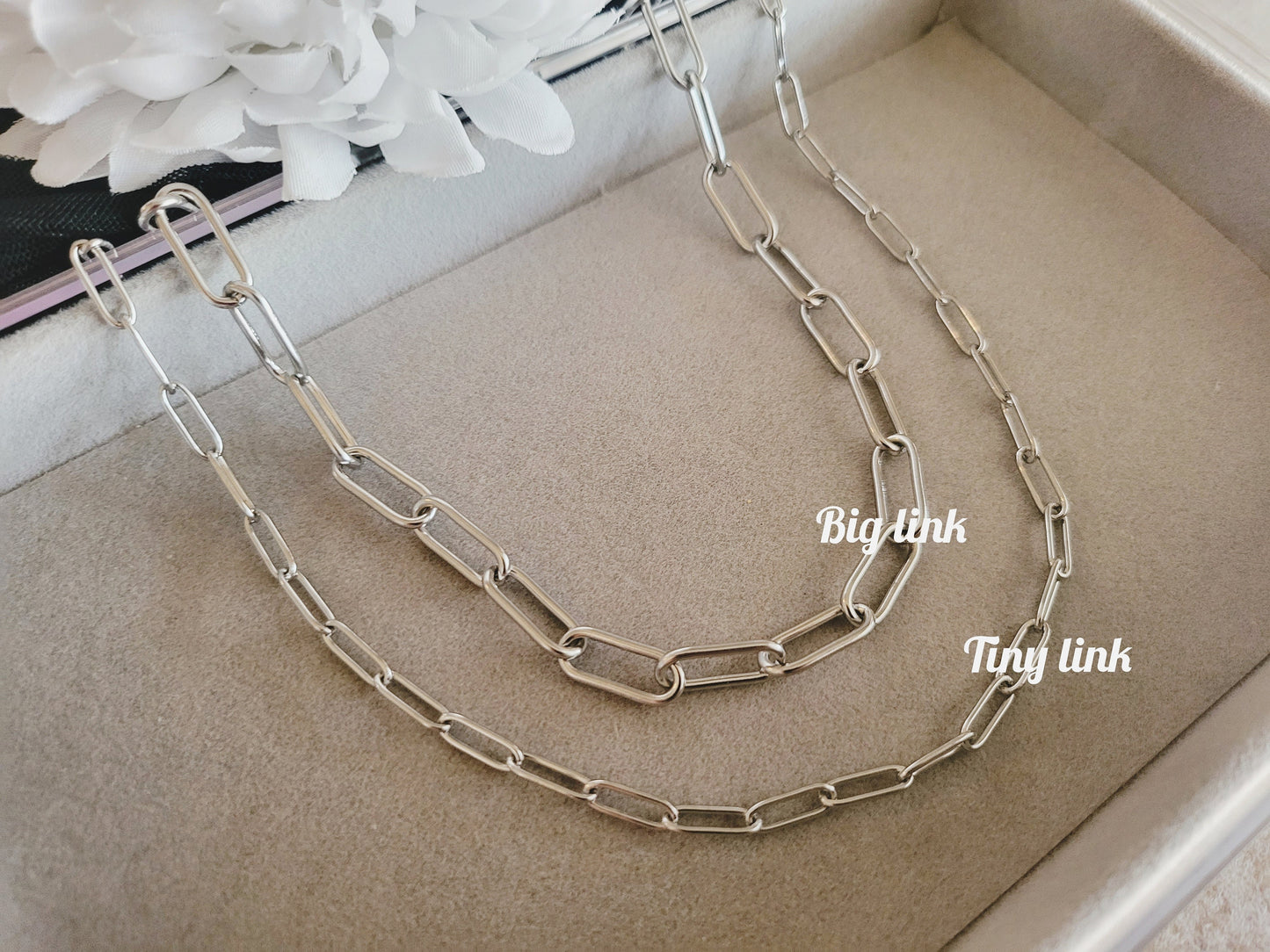 Silver Stainless Steel Unisex Chain Necklace,WATERPROOF, Men Chain Necklaces, Christmas Gift.