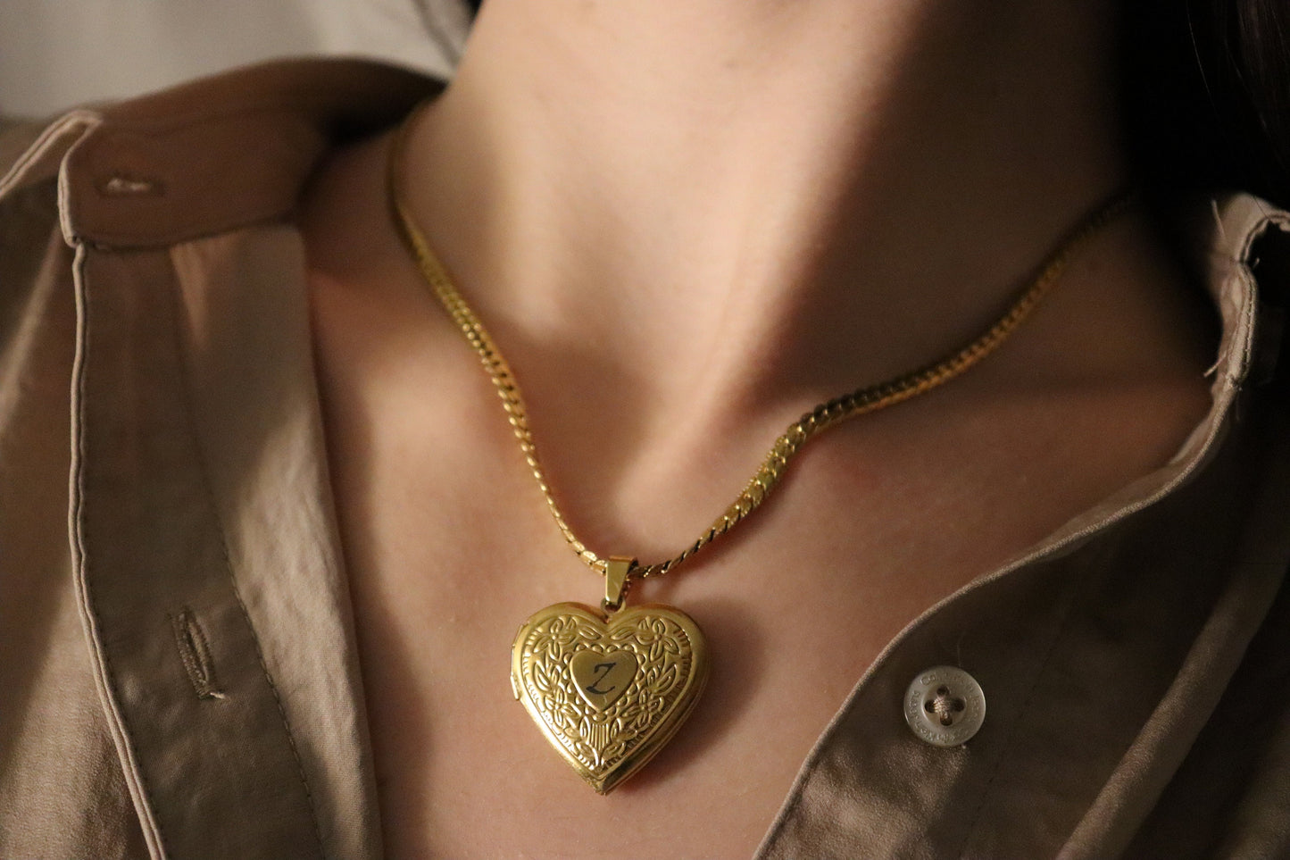 Big Heart Locket Necklace with Photo, Engraved Heart Locket, Personalized gift.