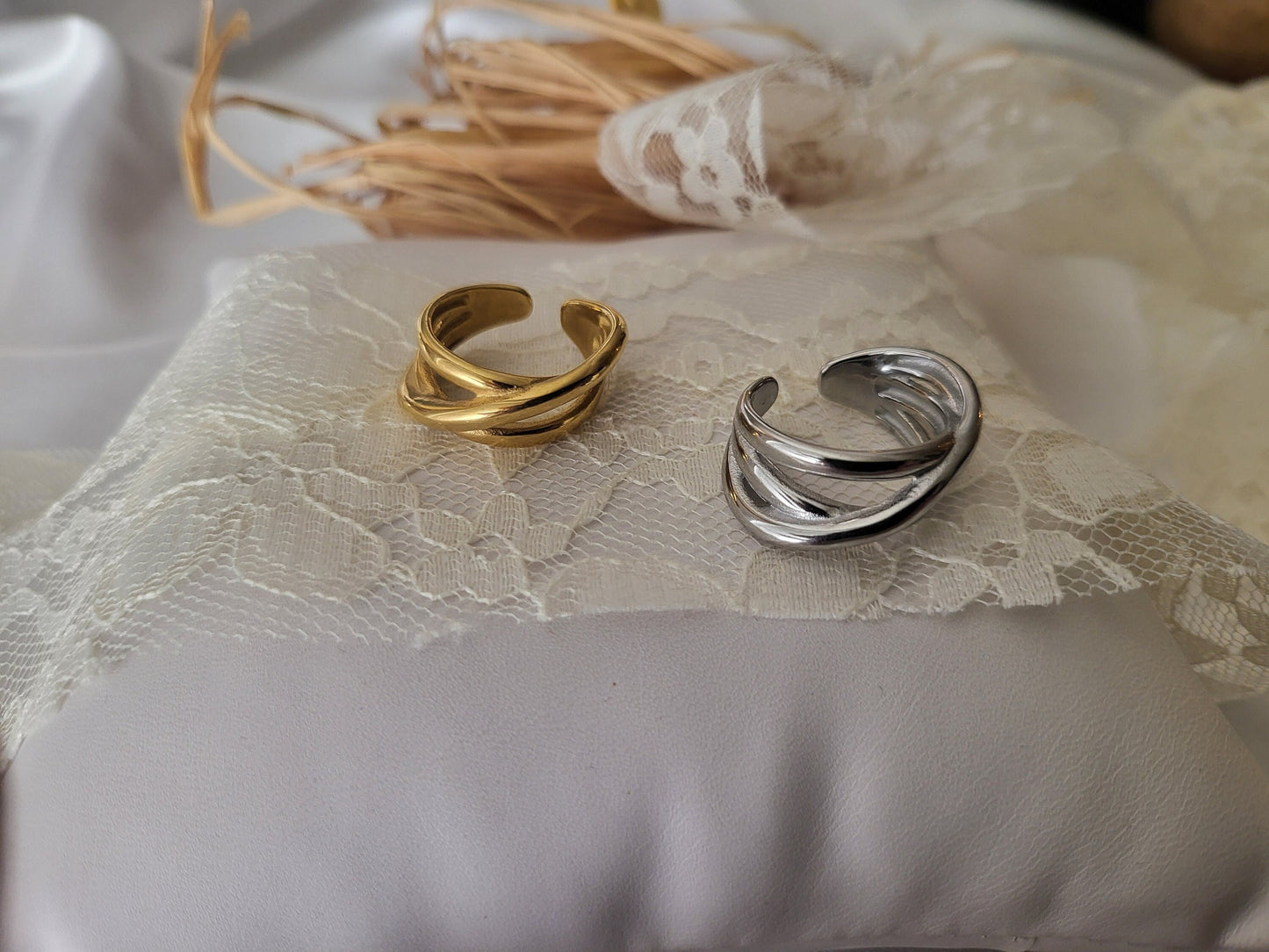 Silver-Gold Adjustable Band Ring , Waterproof , High Quality, Birthday Gift.