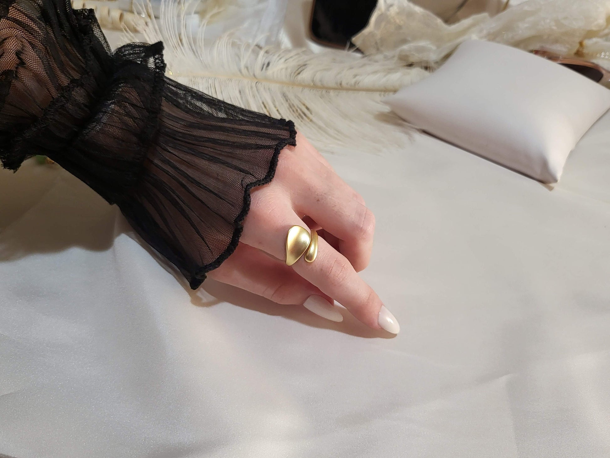 Gold- Silver Adjustable Geometric Anniversary Ring ,Gift For Her.