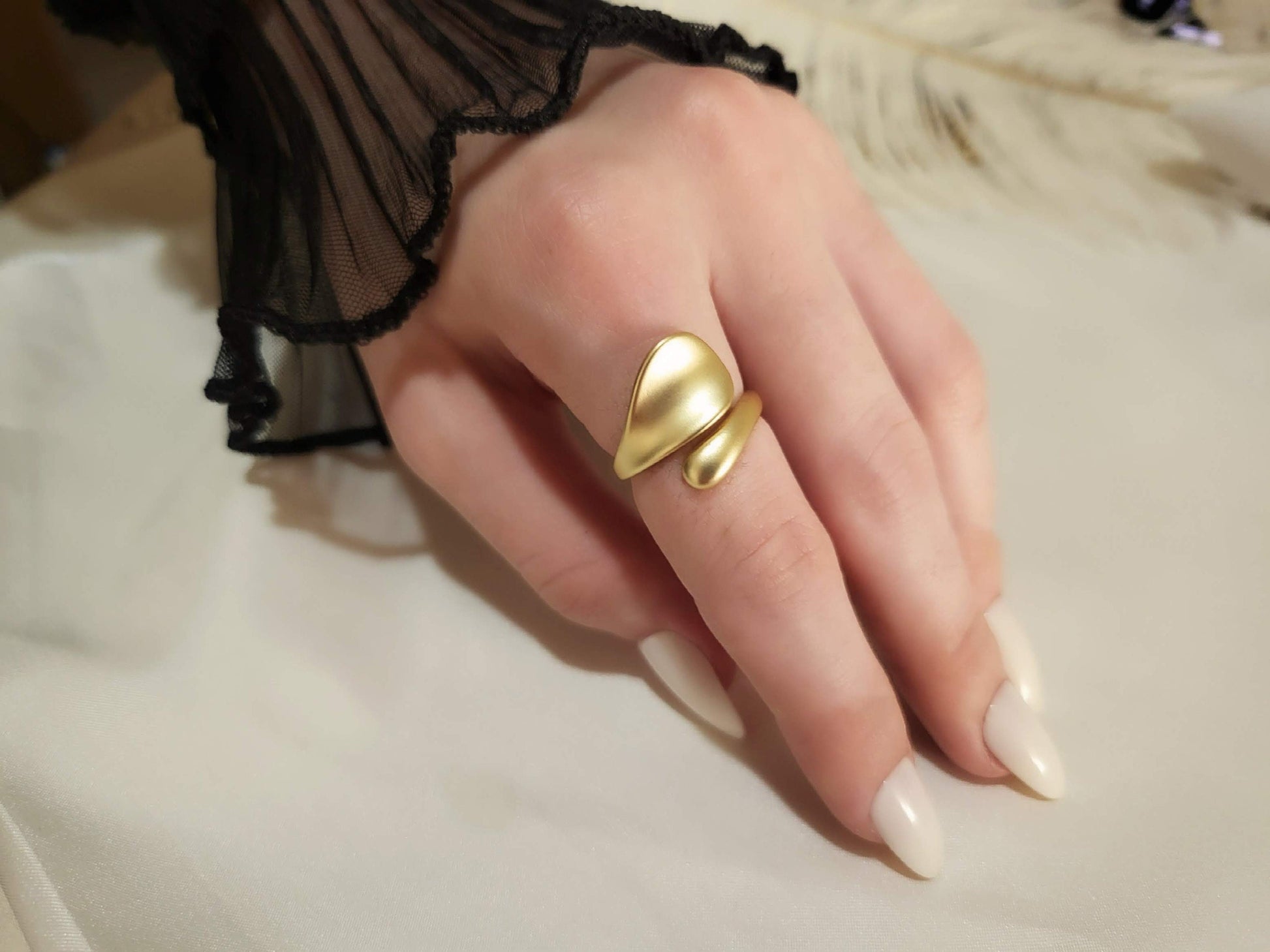 Gold- Silver Adjustable Geometric Anniversary Ring ,Gift For Her.