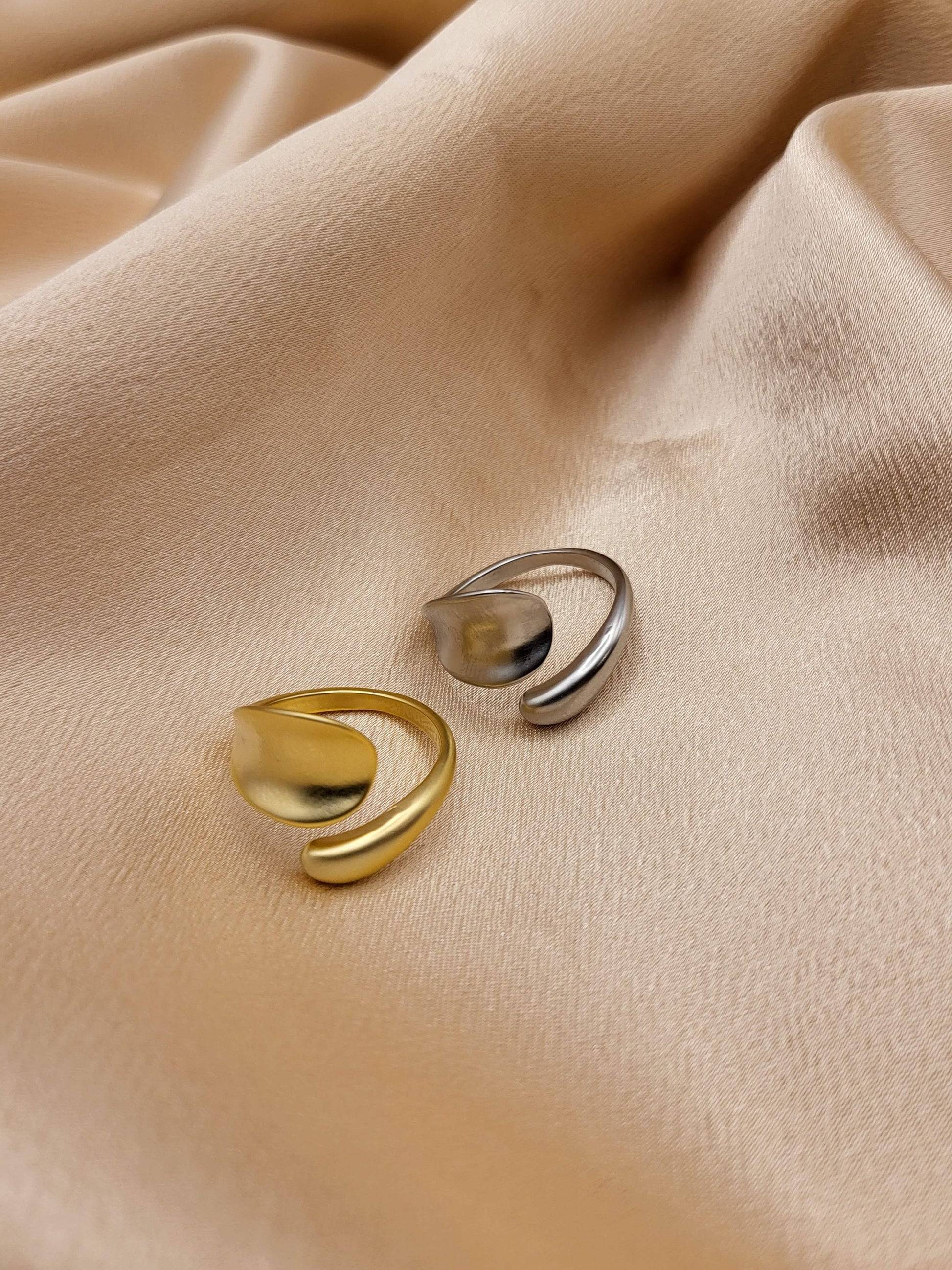 Gold- Silver Adjustable Geometric Anniversary Ring ,Gift For Her.