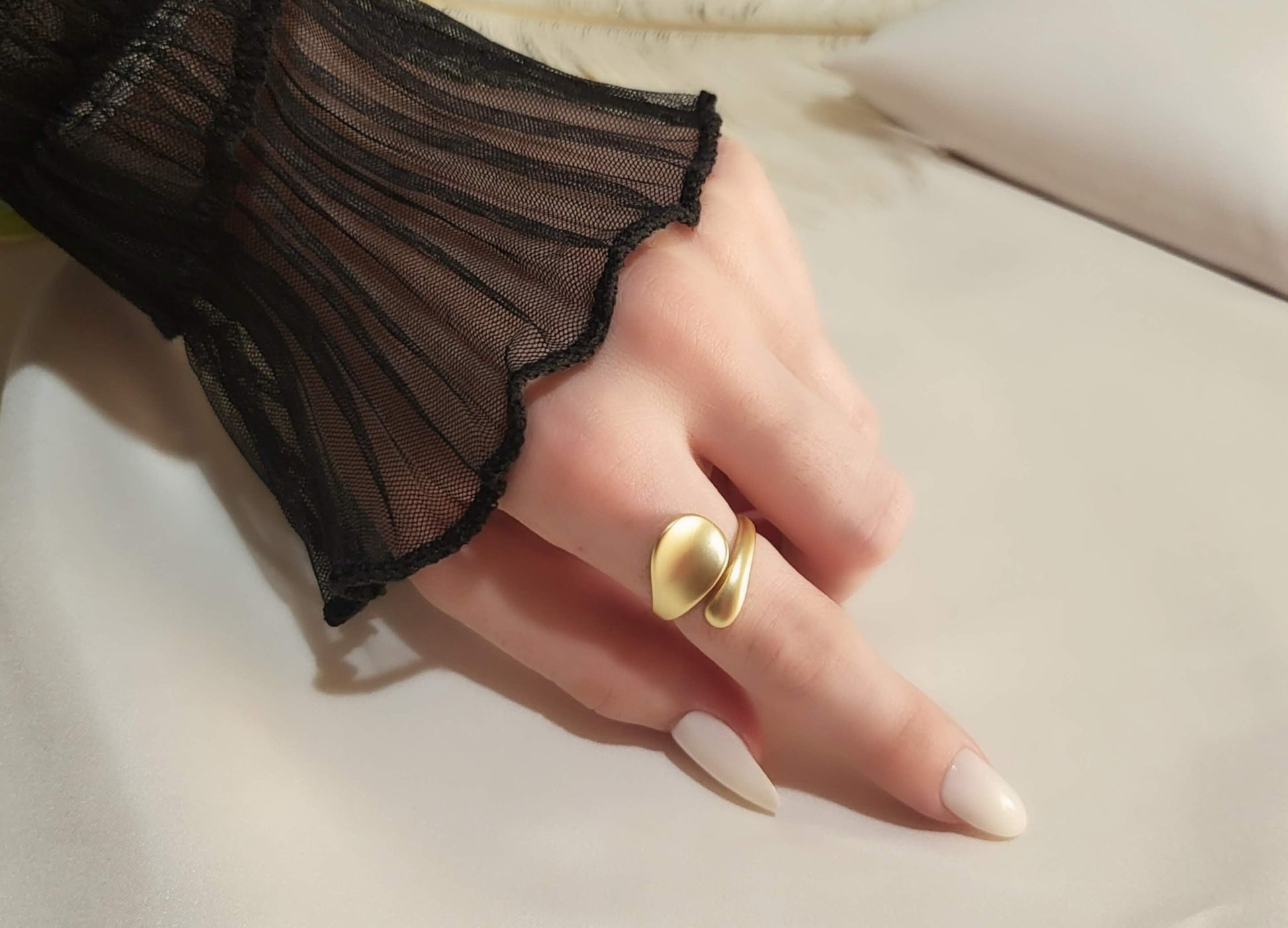 Gold- Silver Adjustable Geometric Anniversary Ring ,Gift For Her.