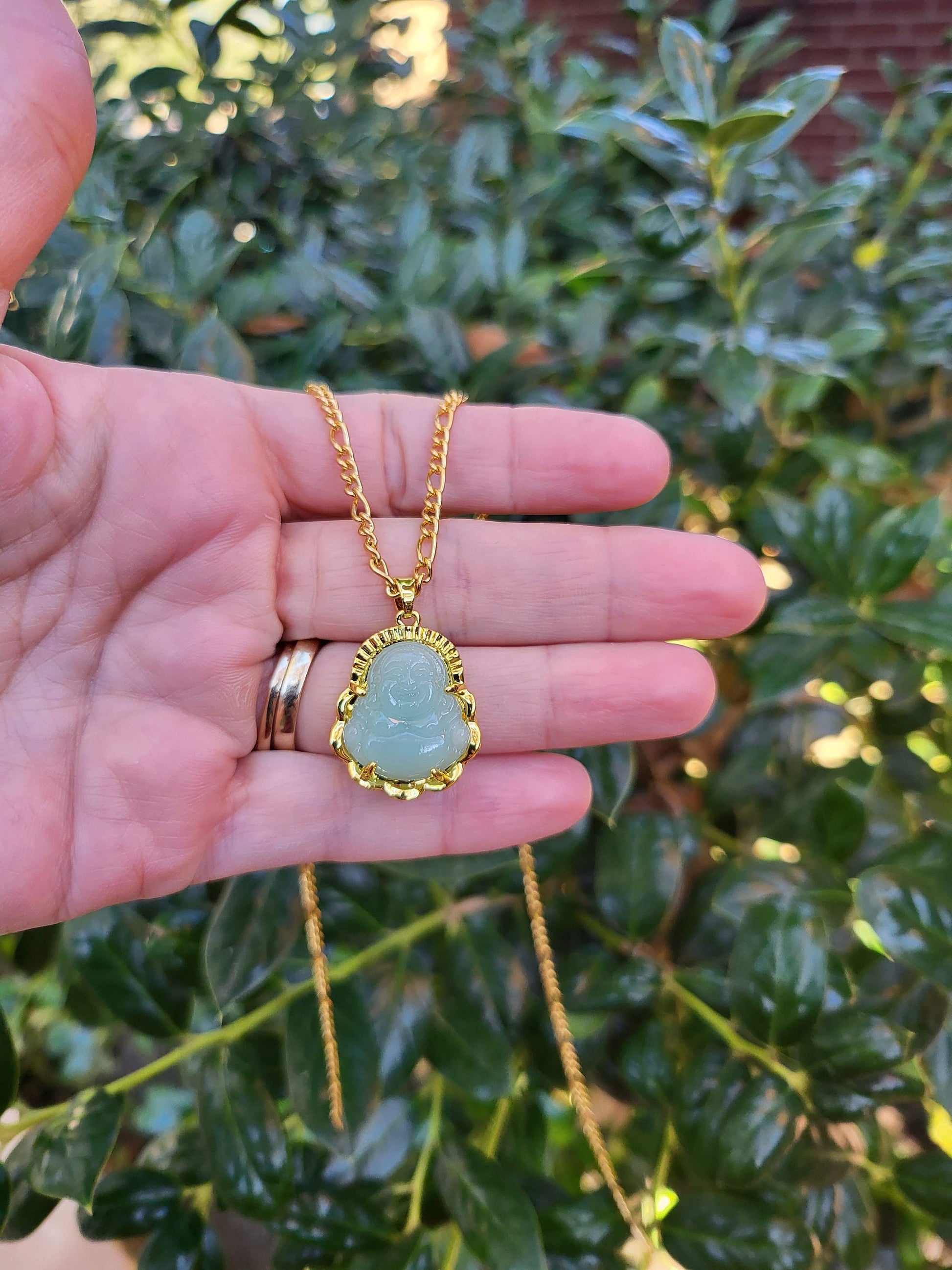 Gold Filled Mint Good Luck Jade Necklace, WATERPROOF Chains, Gift for Her.