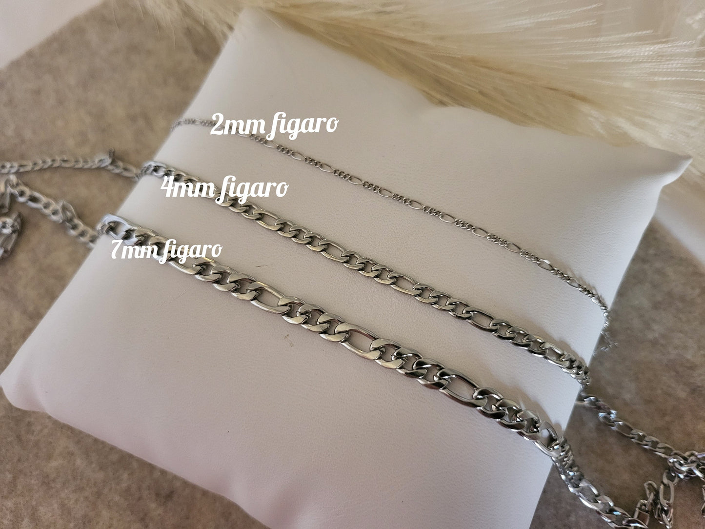 Gold Filled -Silver WATERPROOF 2MM, 4MM,7MM Figaro Chain Necklace ,Custom Bracelet, Gift For Her.