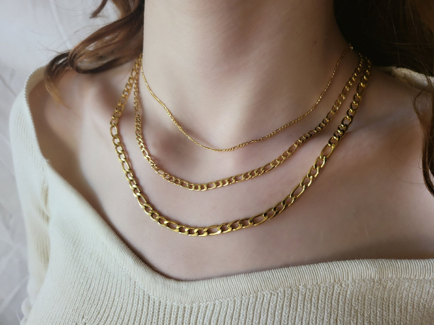 Gold Filled -Silver WATERPROOF 2MM, 4MM,7MM Figaro Chain Necklace ,Custom Bracelet, Gift For Her.