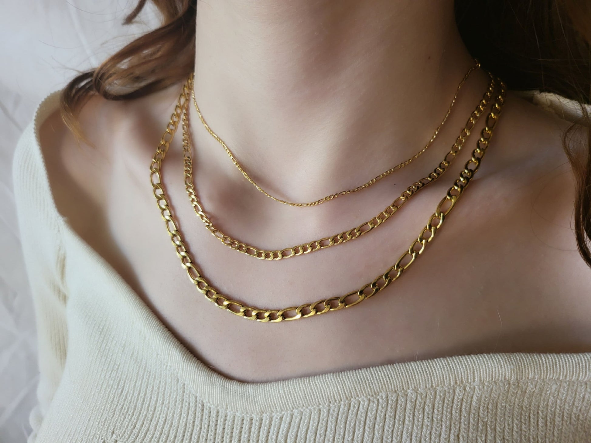 Gold Filled -Silver WATERPROOF 2MM, 4MM,7MM Figaro Chain Necklace ,Custom Bracelet, Gift For Her.