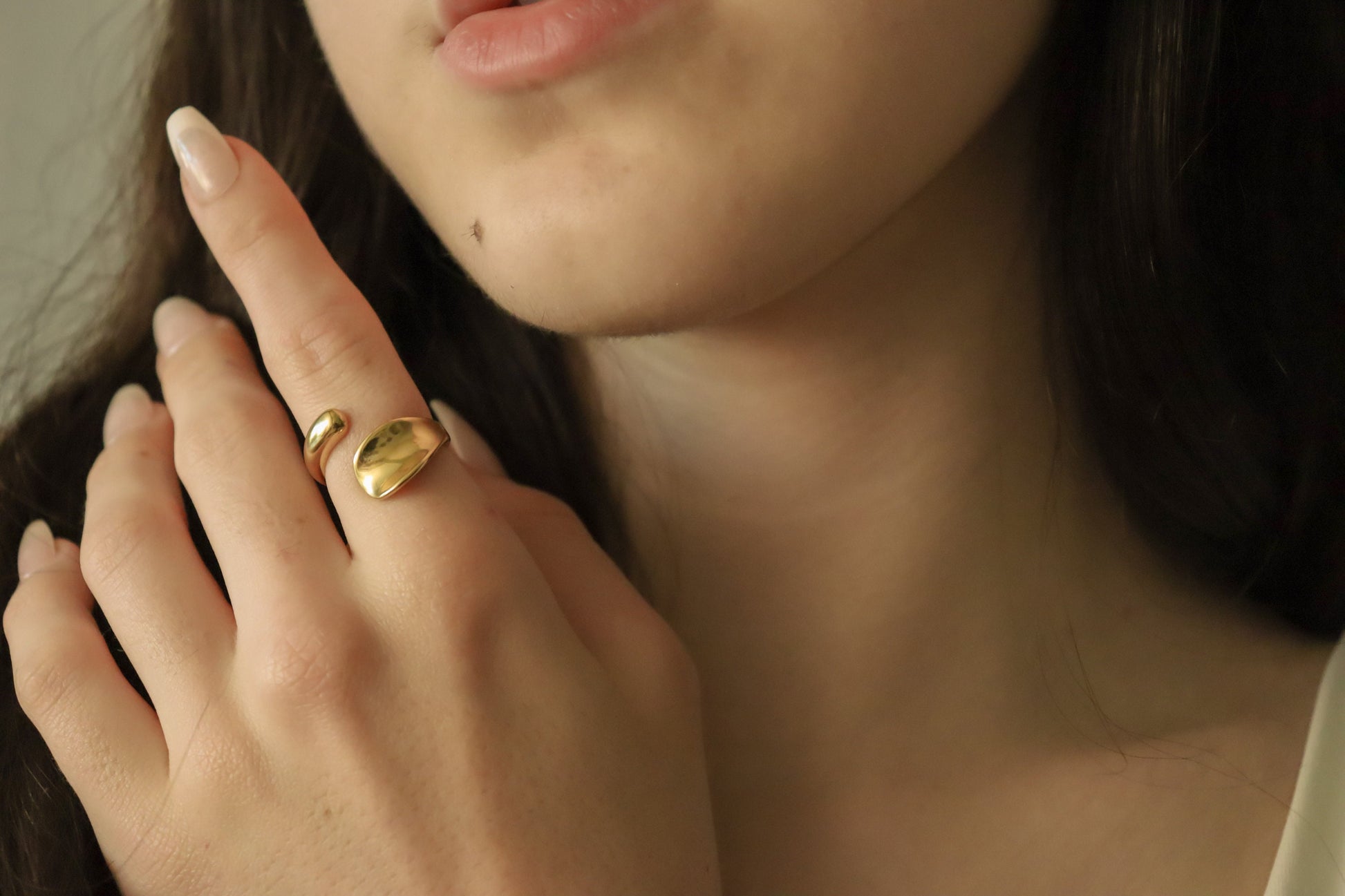 Gold- Silver Adjustable Geometric Anniversary Ring ,Gift For Her.