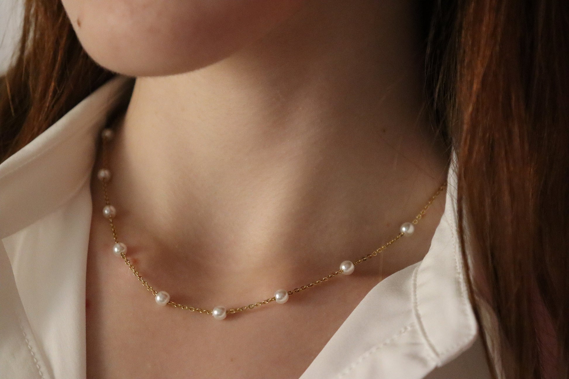 Gold Filled Real Pearl Bead Necklace, Silver Pearl Necklace ,Waterproof, Gift For Her.