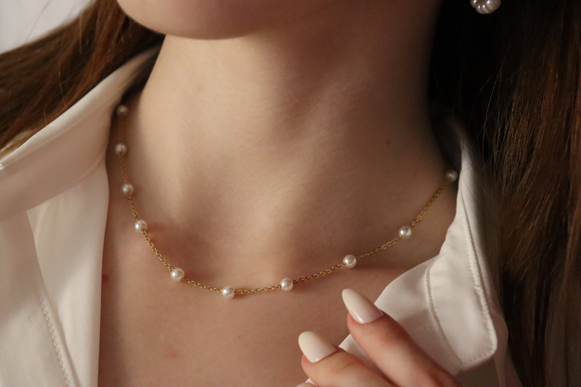 Gold Filled Real Pearl Bead Necklace, Silver Pearl Necklace ,Waterproof, Gift For Her.