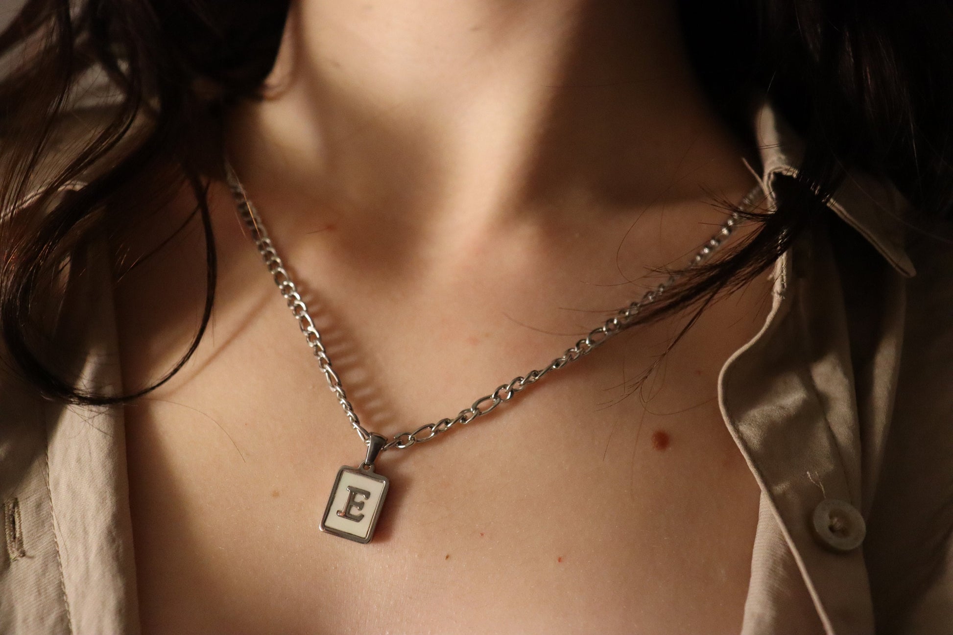 Silver Stainless Steel Initial Necklace, WATERPROOF, Letter Necklaces, Christmas Gift.