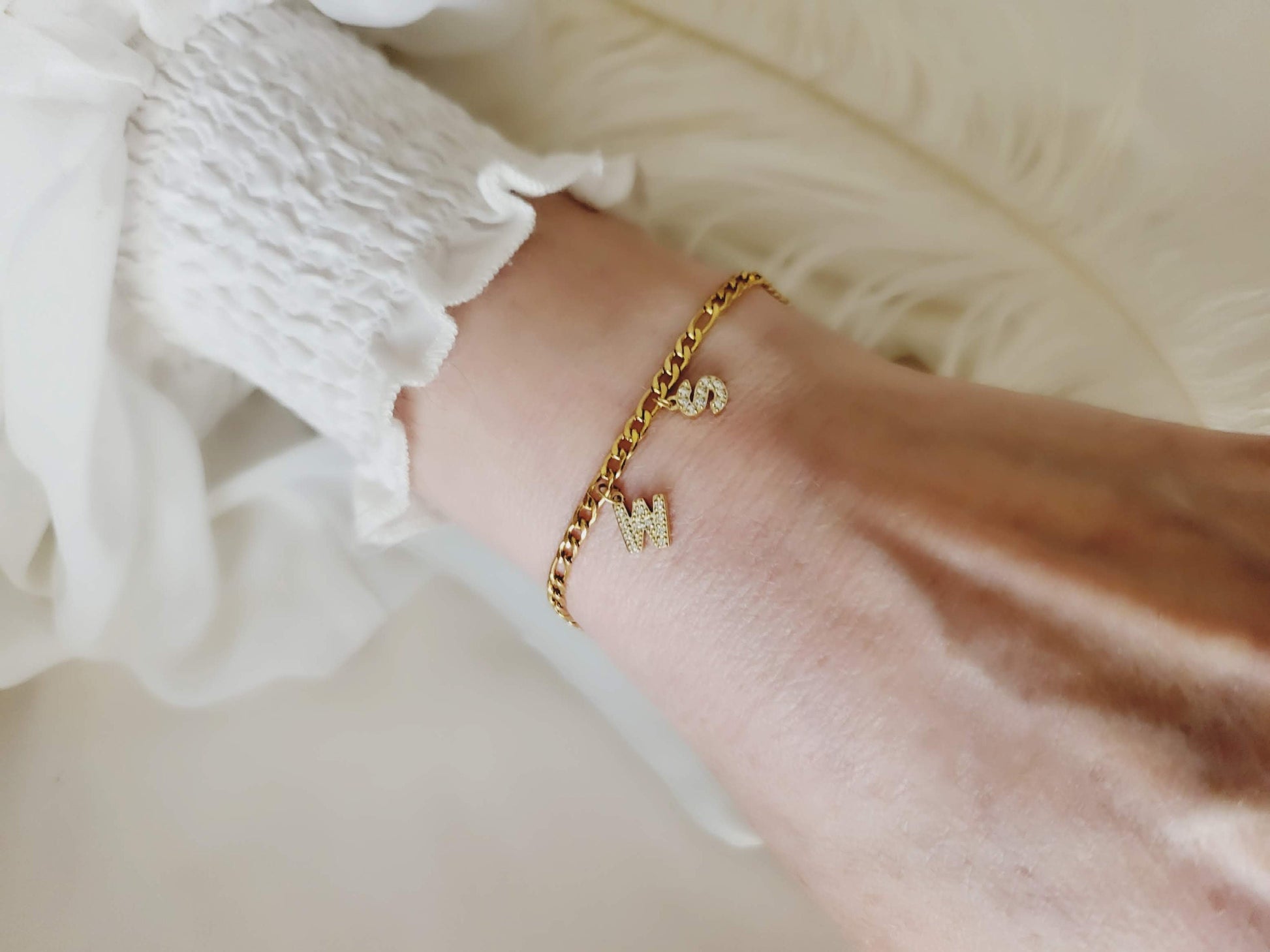 Gold Filled Minimalist Diamond Initial Name Necklace, Adjustable WATERPROOF Chains, Birthday Gift.