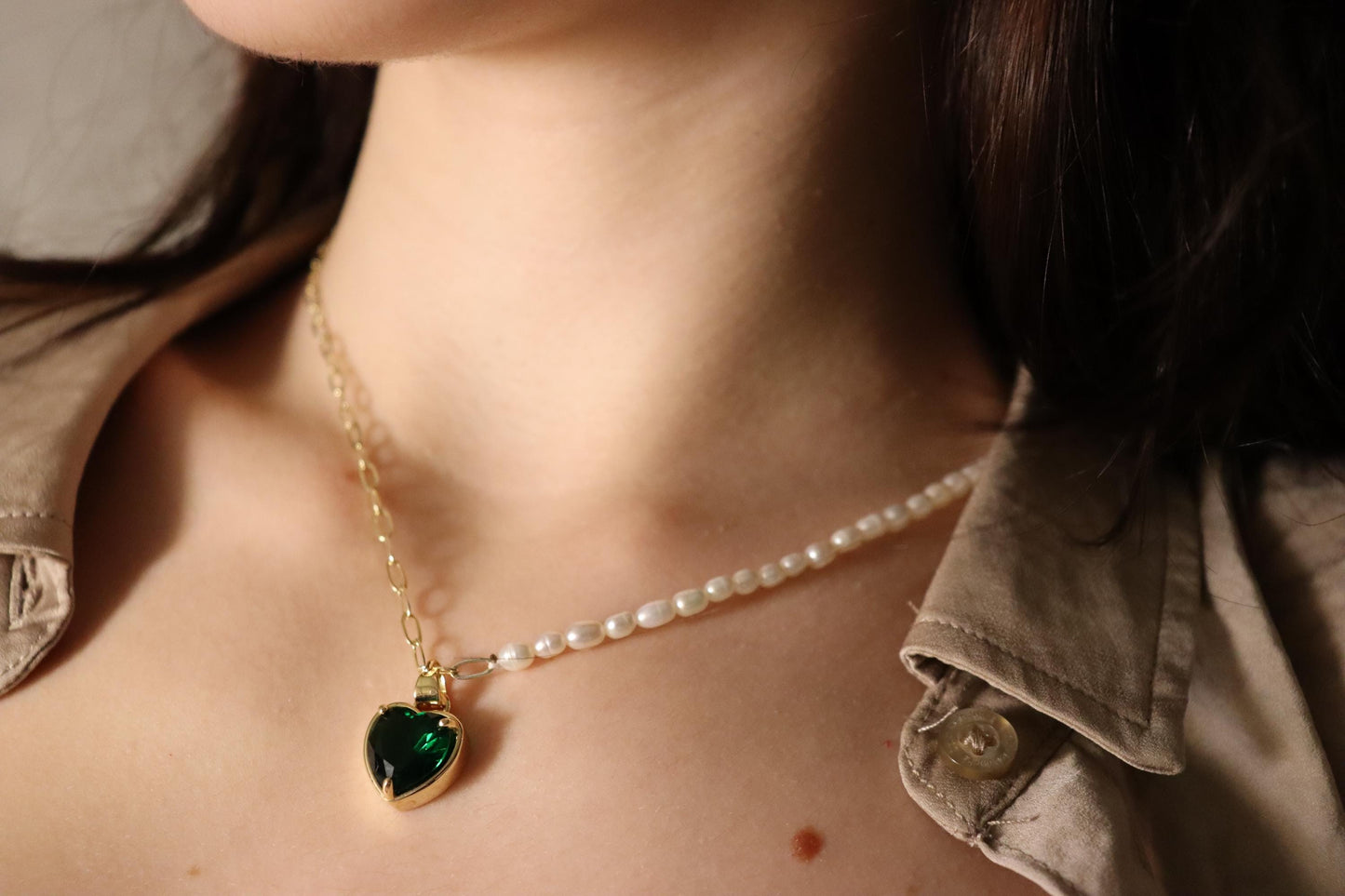 14K Gold Heart Necklace ,Red, Lavender, Green, Pink, Red Heart, WATERPROOF Delicate Chains.