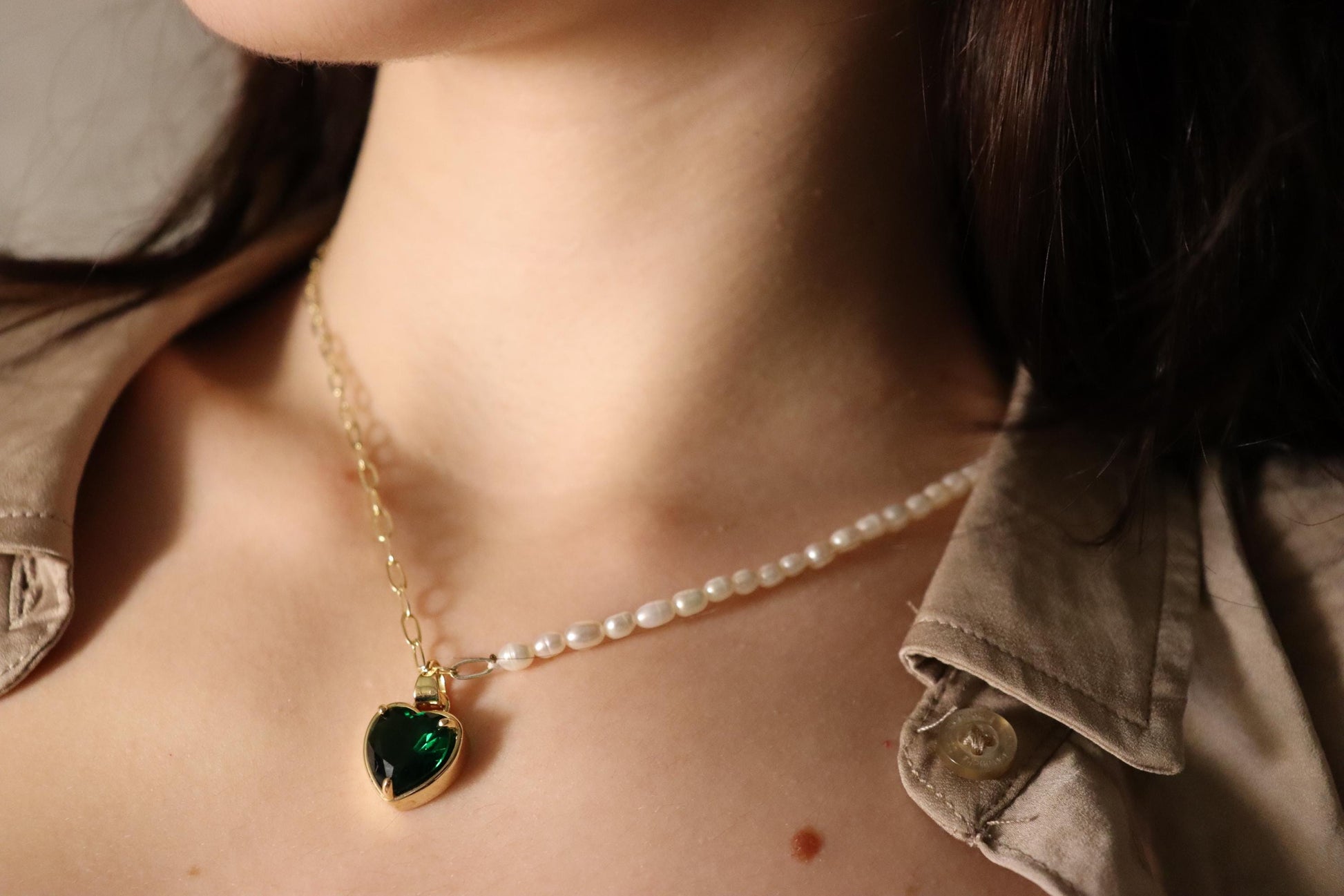 14K Gold Heart Necklace ,Red, Lavender, Green, Pink, Red Heart, WATERPROOF Delicate Chains.