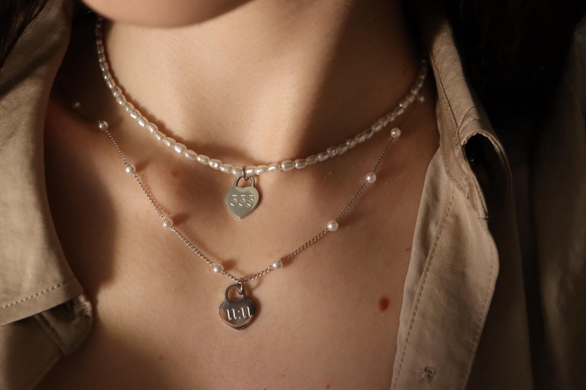 Gold Filled Heart Angel Number Necklace, WATERPROOF Adjustable Chains.