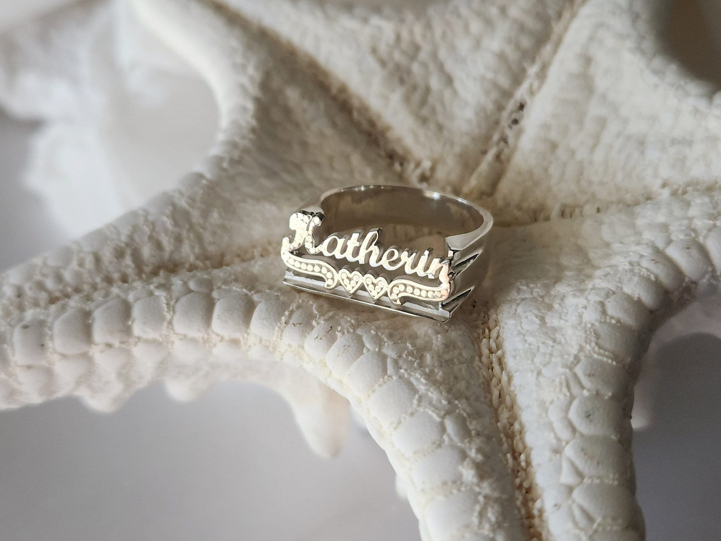Gold Filled Custom Name ring , Gold name ring ,Waterproof , Everyday Jewelry .