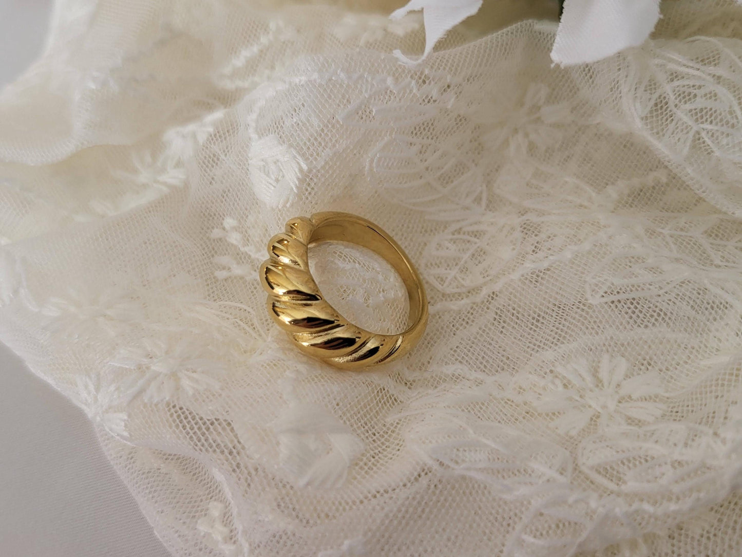 Gold Filled Croissant Ring, Waterproof , High Quality ,Gift For Her.