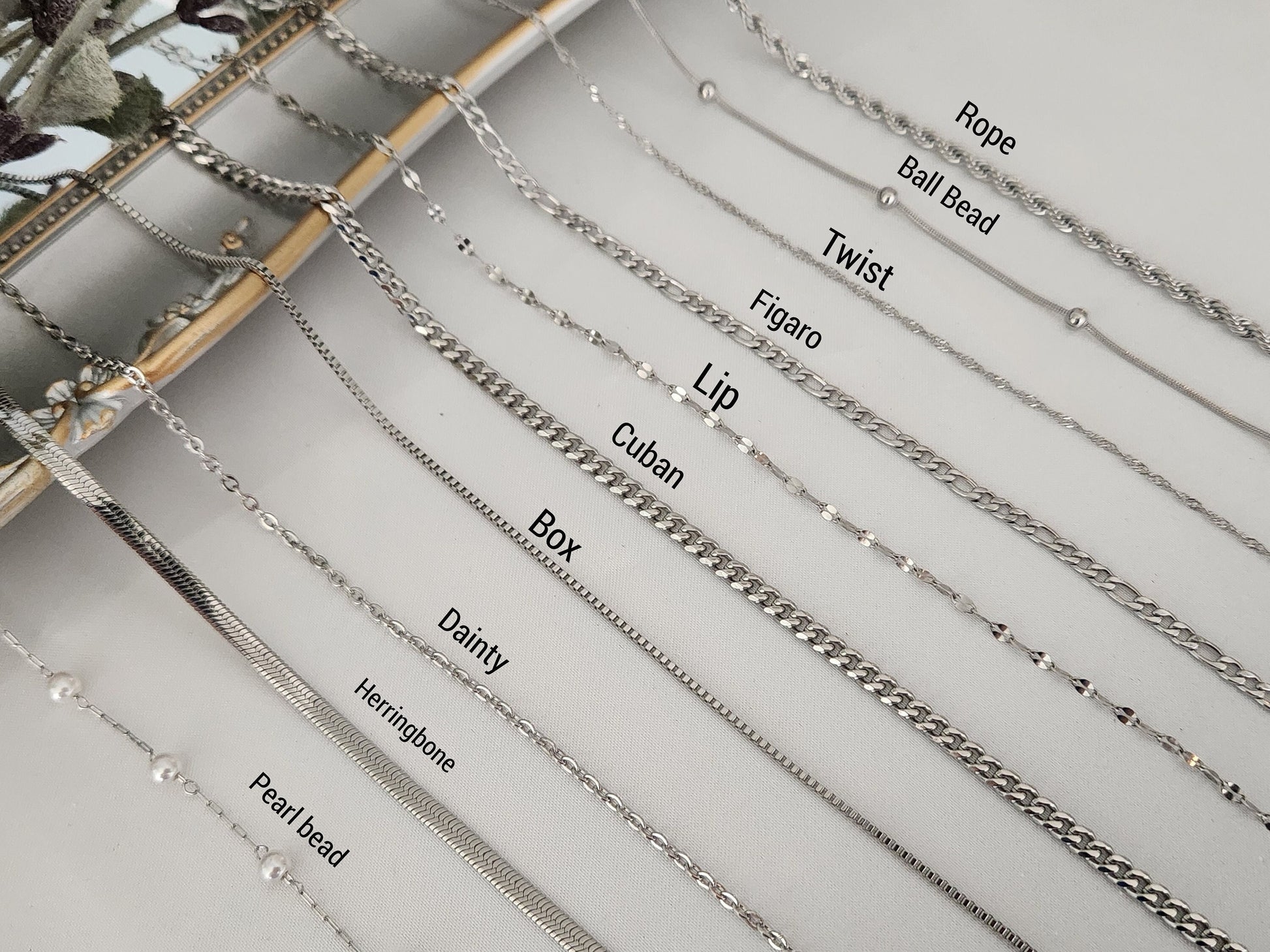 Silver Stainless Steel Initial Necklace, WATERPROOF, Letter Necklaces, Christmas Gift.